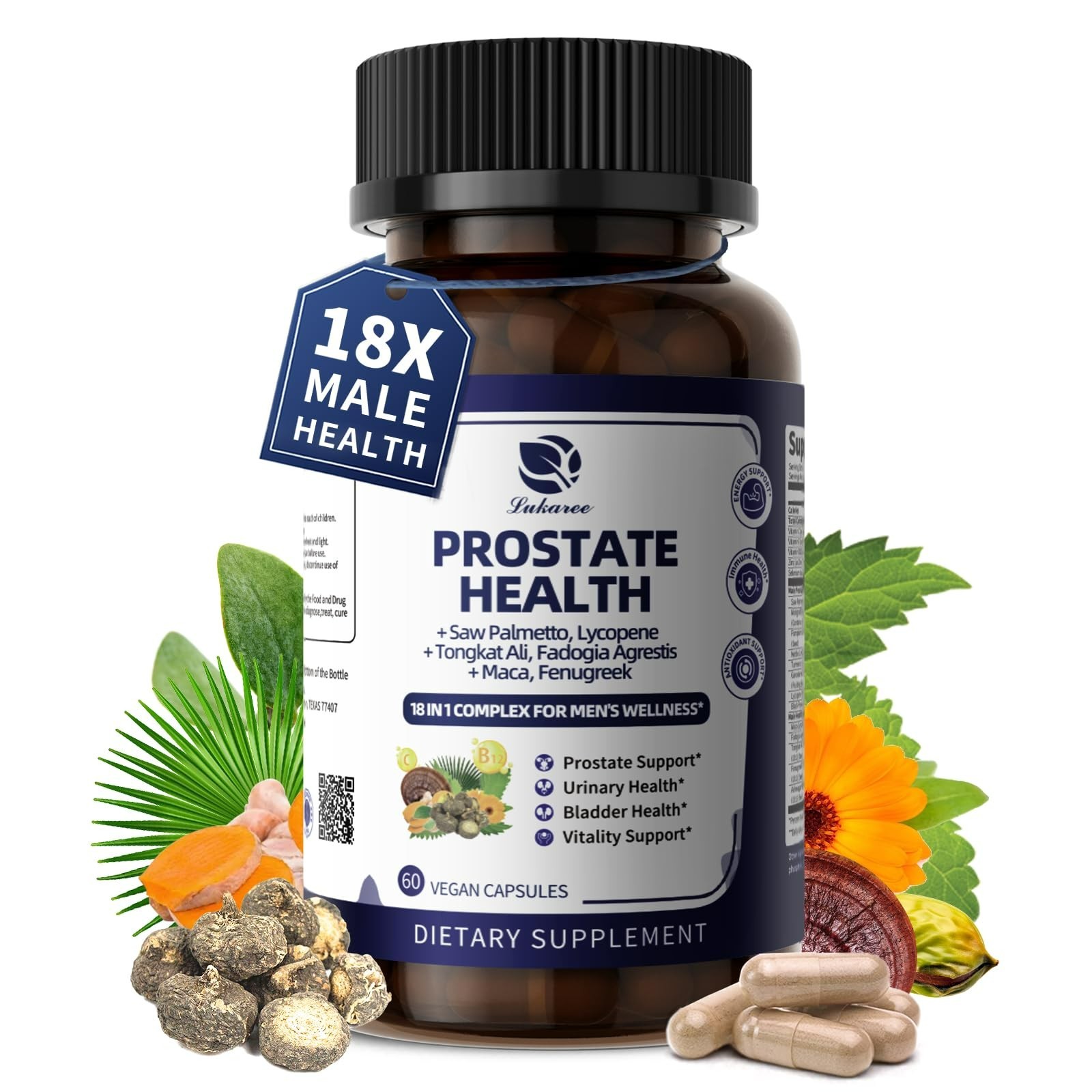 Prostate Health Supplements for Men – 60 CT Urinary Tract Support, DHT Blocker,