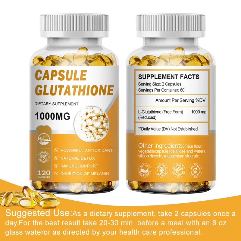 L-Glutathione 1000mg Capsules – Antioxidant, Liver, Immune, Cell Health Support