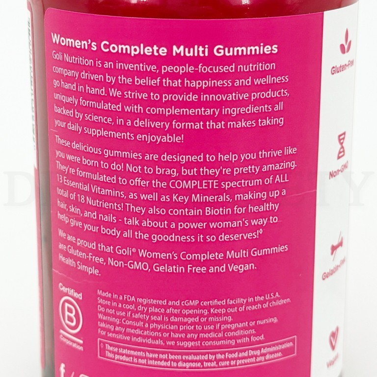 Goli Nutrition Women’s Multivitamin Vegan Gummies 60 Count Each Lot of 3