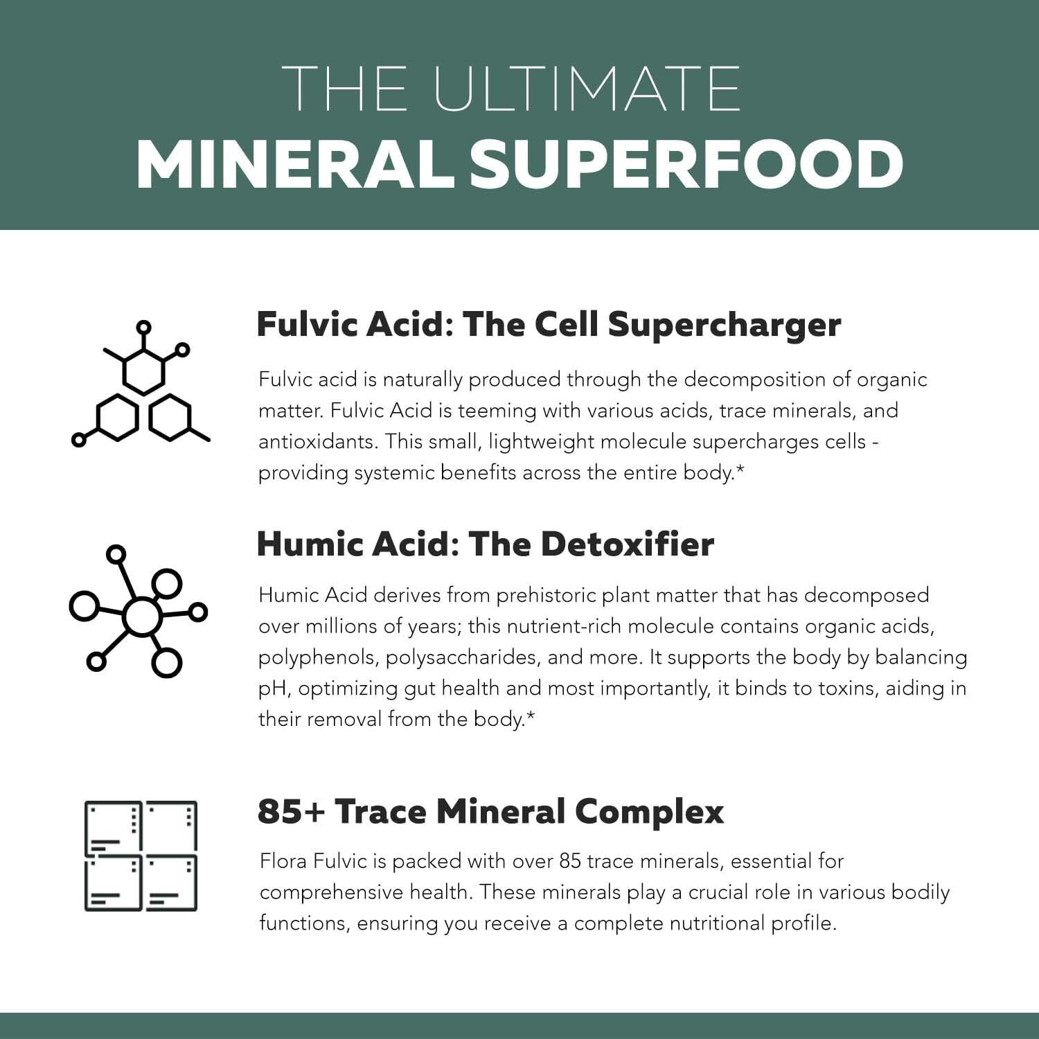 Flora Fulvic | Fulvic Acid + Humic Acid Complex – 550 Mg |Mined in Utah, Prehist