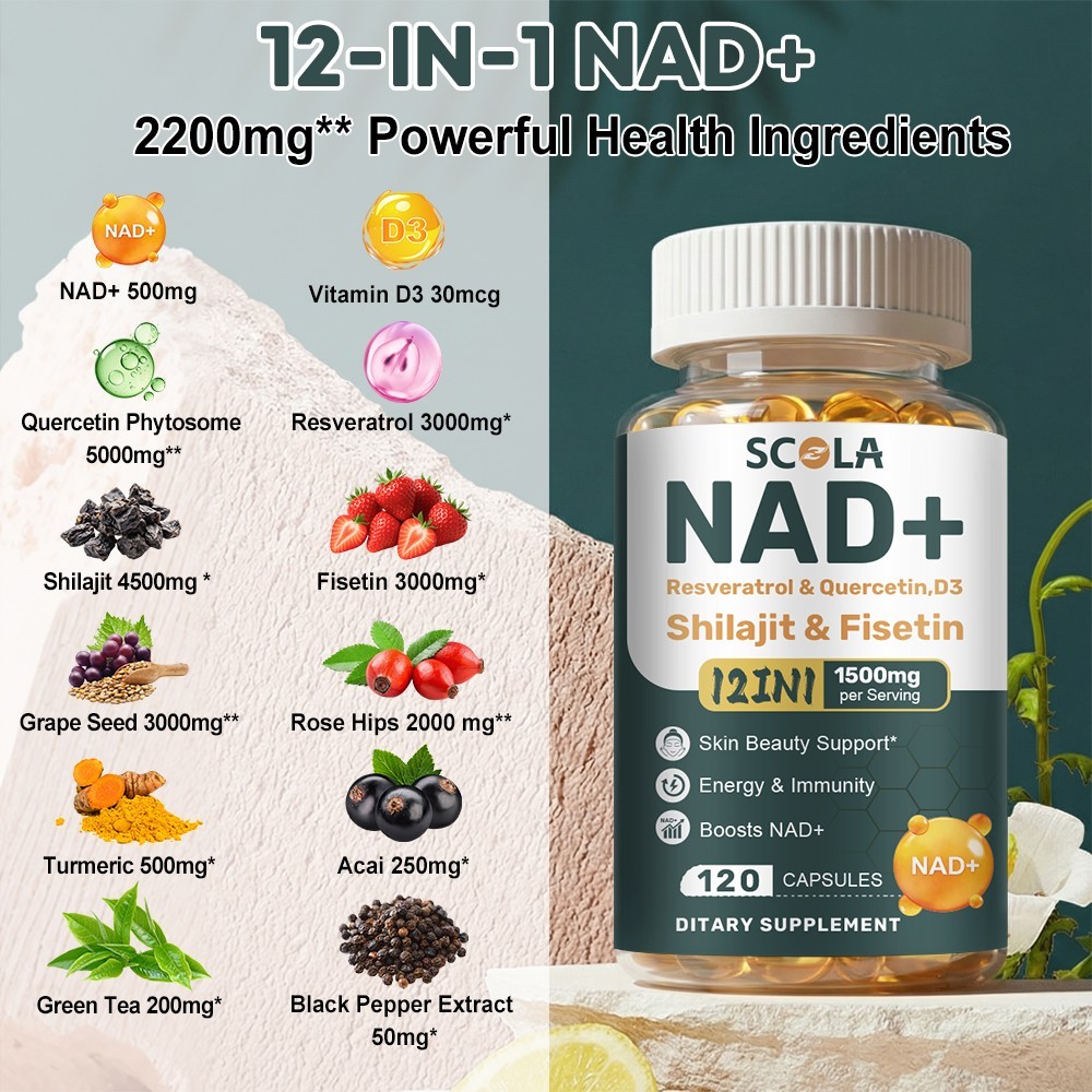 NAD supplement, 1500mg resveratrol containing supplement, 120 capsules USA Ship