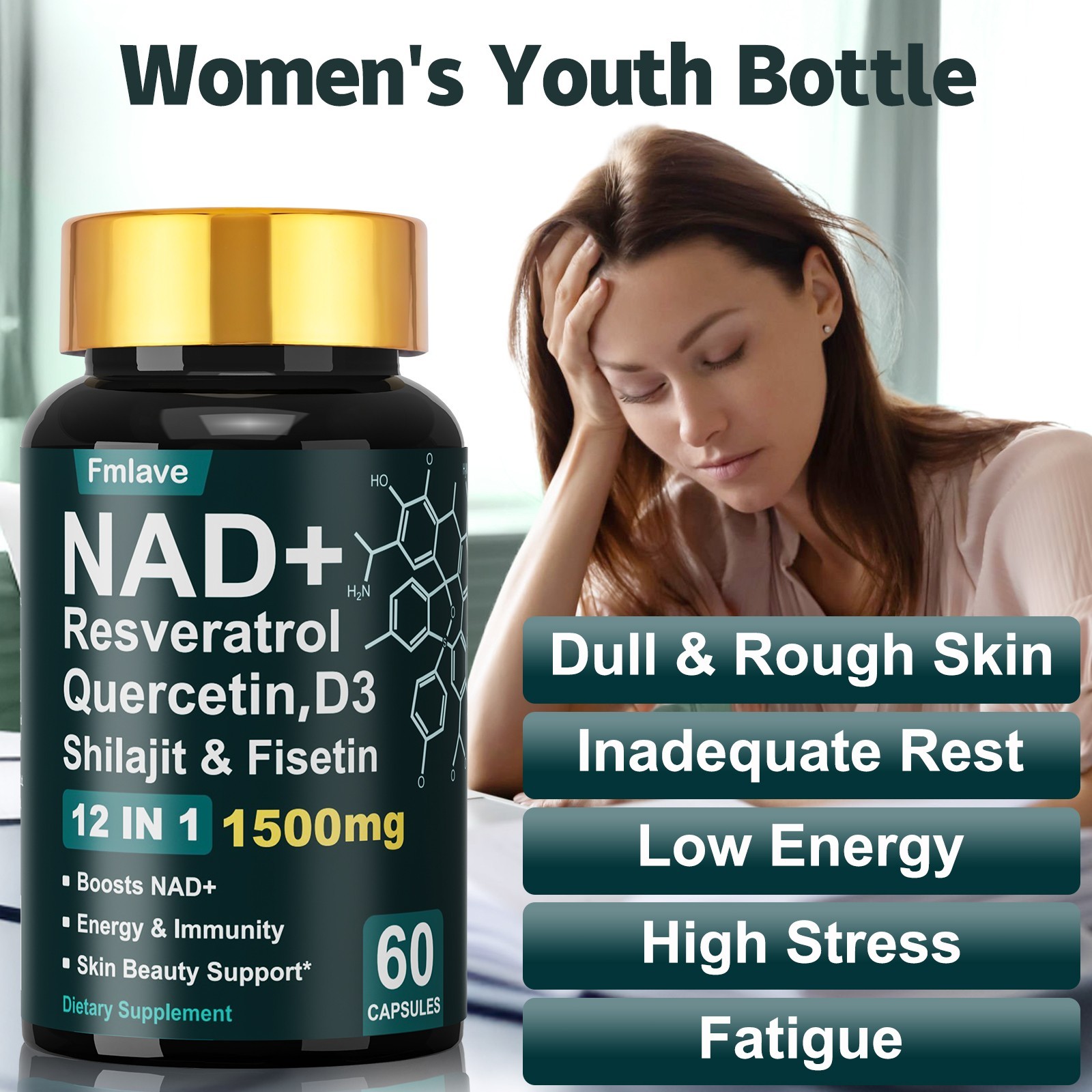 NAD+ 1500mg – Resveratrol, DNA Repair, Energy Production, Cellular Metabolism