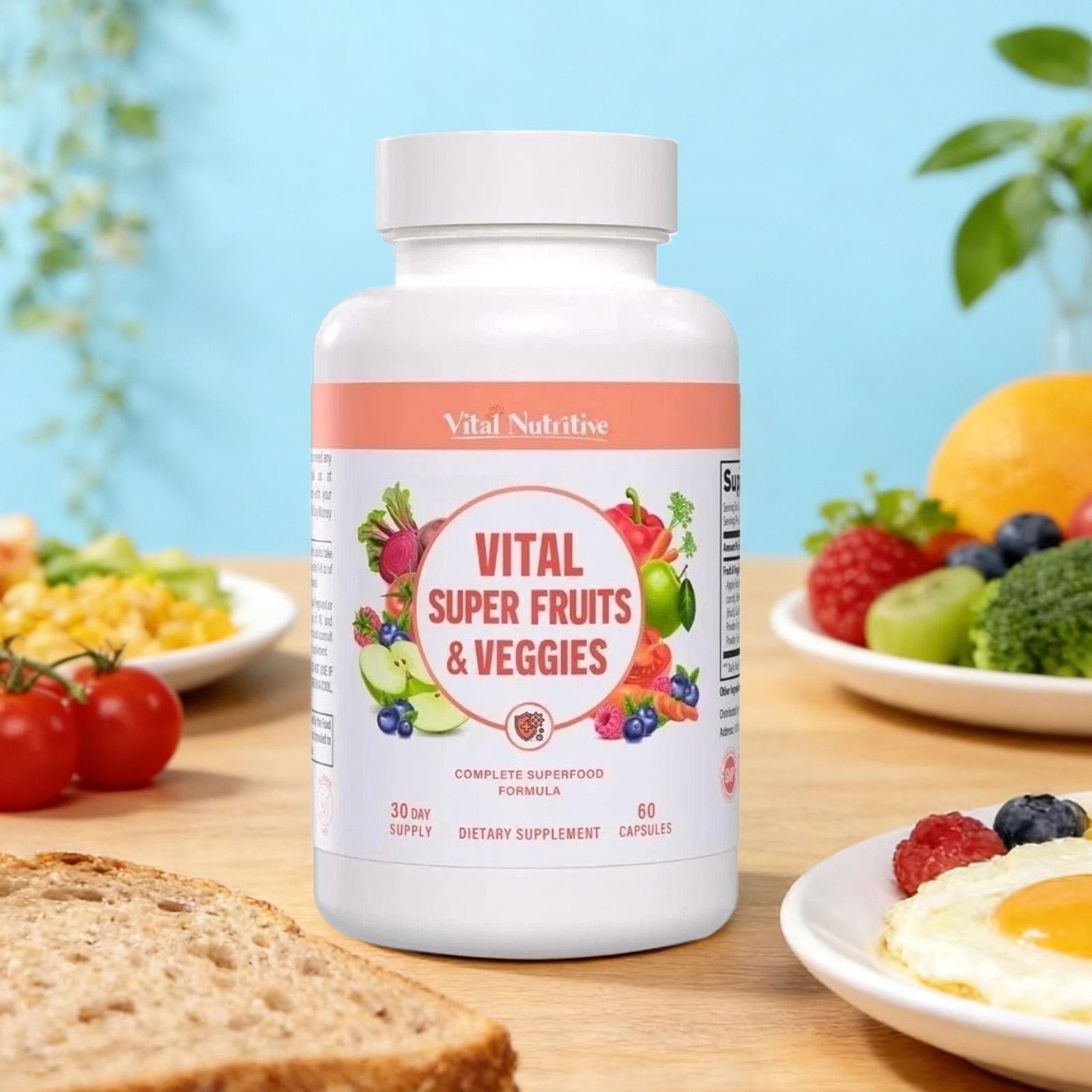 Vital Super Fruits and Veggies Powerful Daily Superfood 60 Capsules