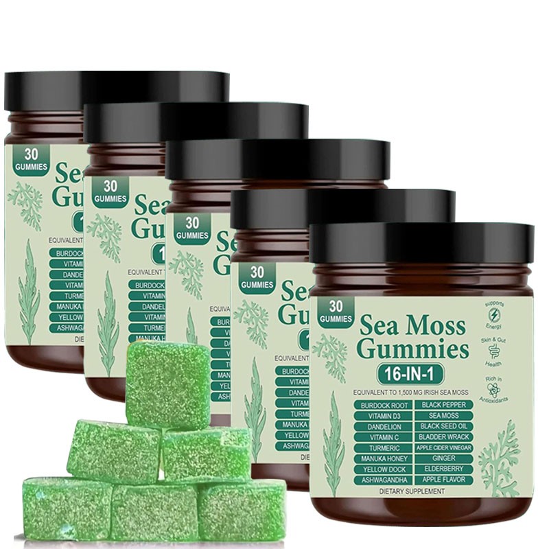 Enhanced 16 in 1 Organic Sea Moss Gummy | Irishmoss Extract 6000Mg | Green Apple