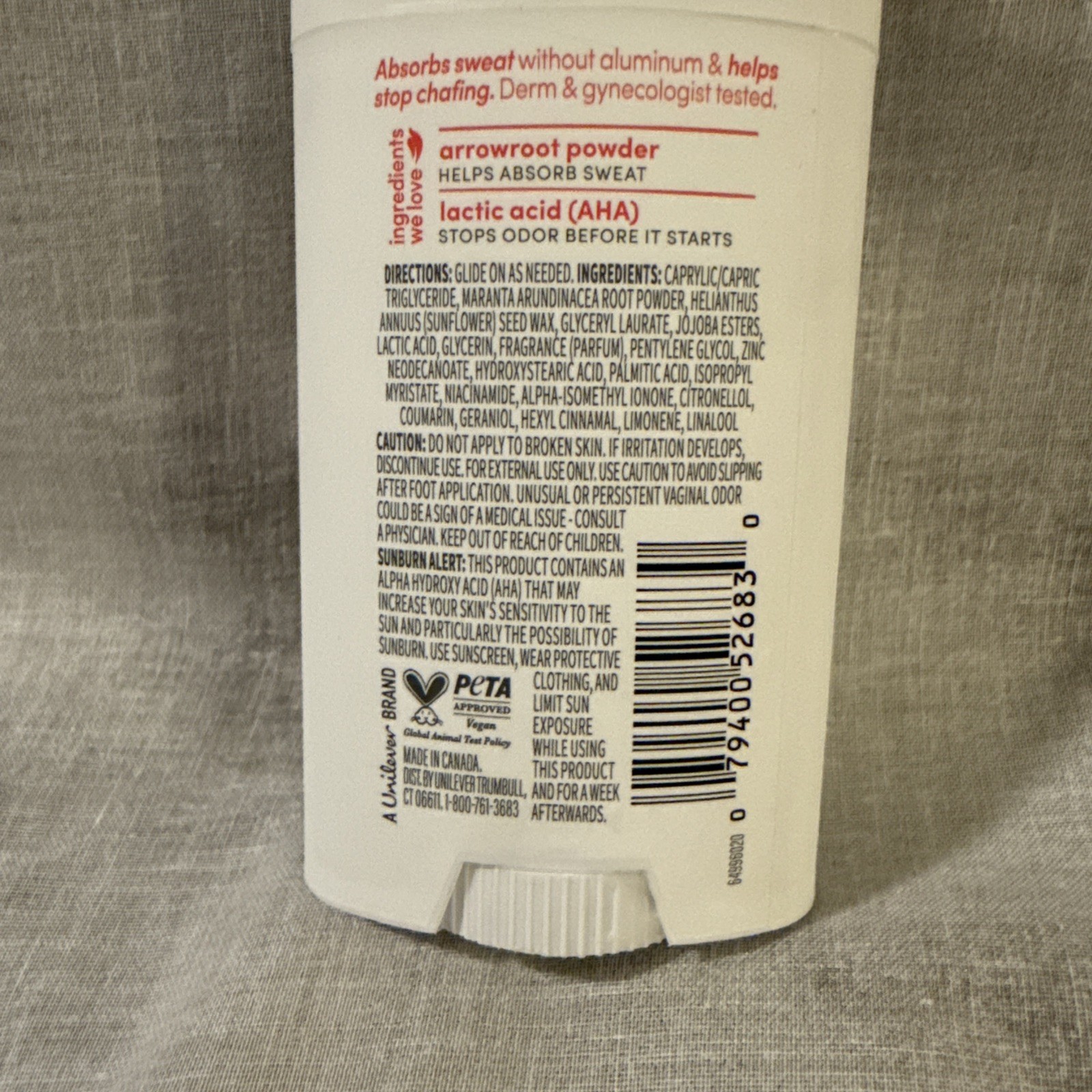 Dove Whole Body Deo Aluminum Free Anti-Chafe 2.4 Ounce (Pack of 1), White