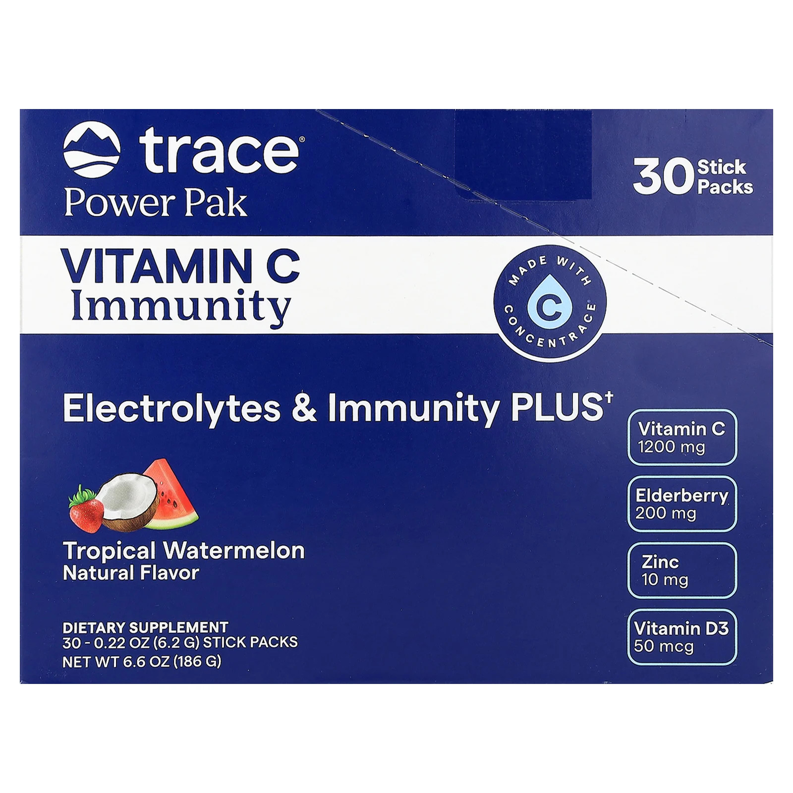 Power Pak, Vitamin C Immunity, Tropical Watermelon, 30 Stick Packs, 0.22 oz (6.2