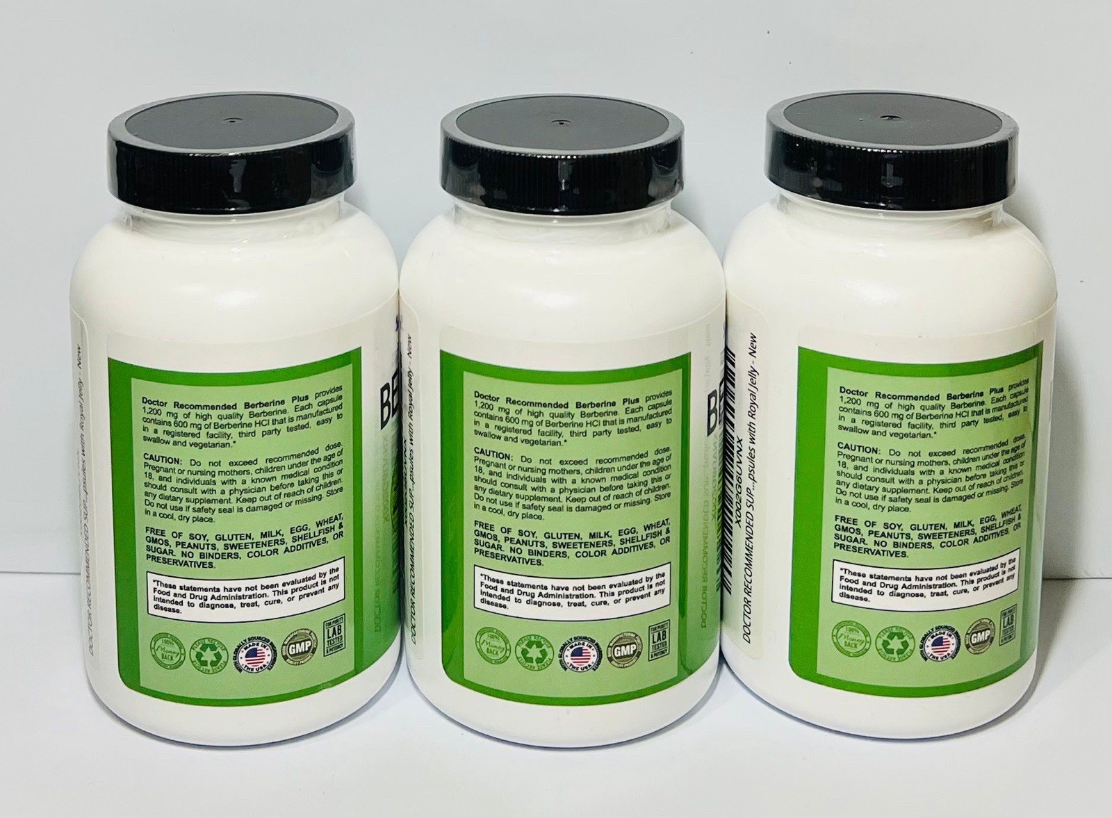 BERBERINE PLUS 1200mg 360 Veggie Caps 3PACK HIGH POTENCY HERBAL SUPPLEMENT