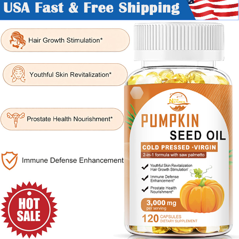 3000mg Pumpkin Seed Oil Saw Palmetto 120 Softgels Bladder Health, Immune Support