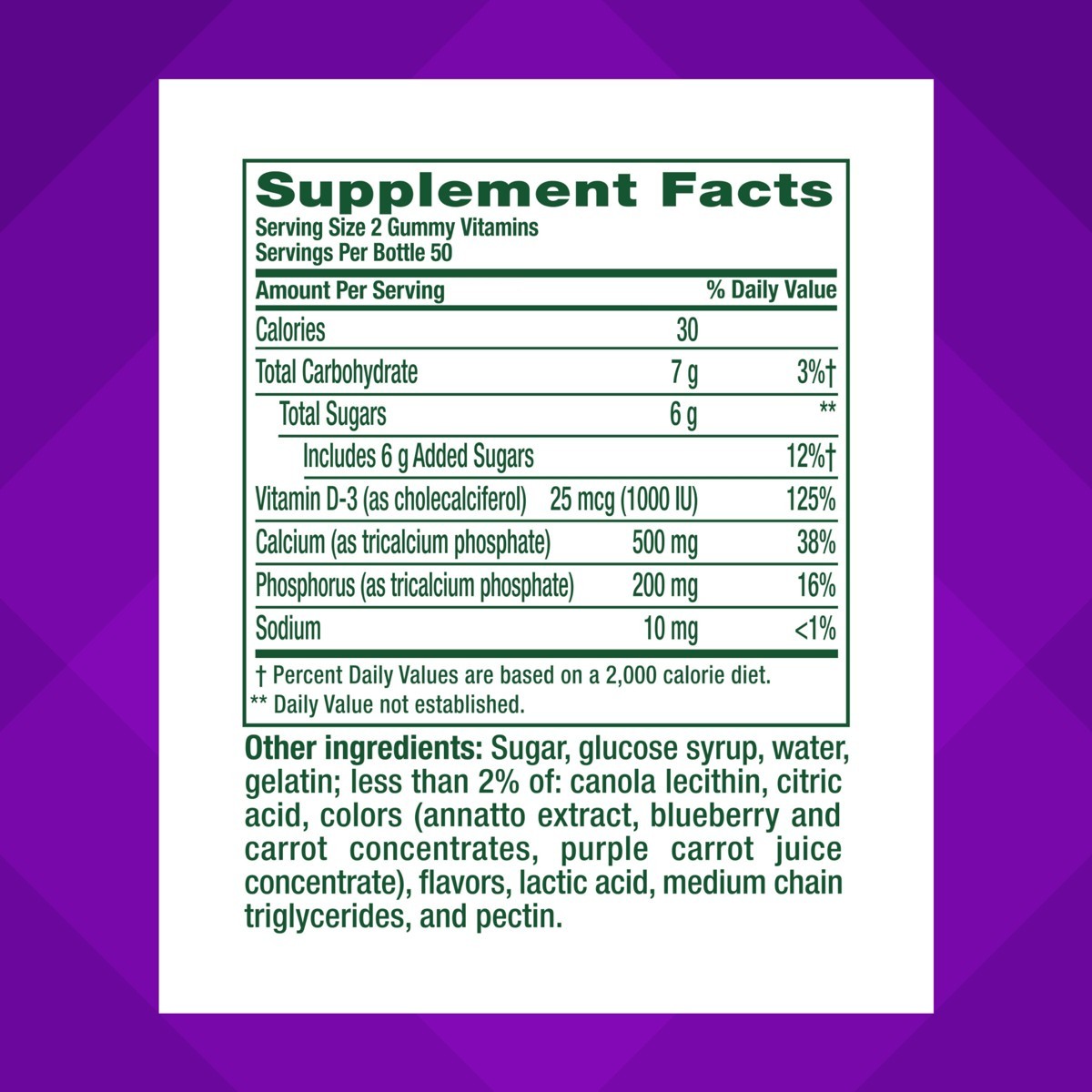 Vitafusion Calcium Gummy Dietary Supplement – Fruit & Cream – 100ct