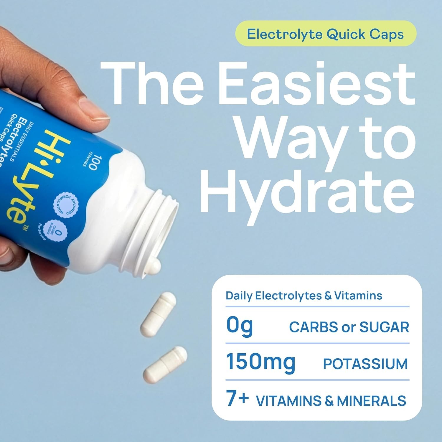 Daily Essentials Electrolytes Quick Caps, Unflavored, 100 Ct | Zero Sugar, No…