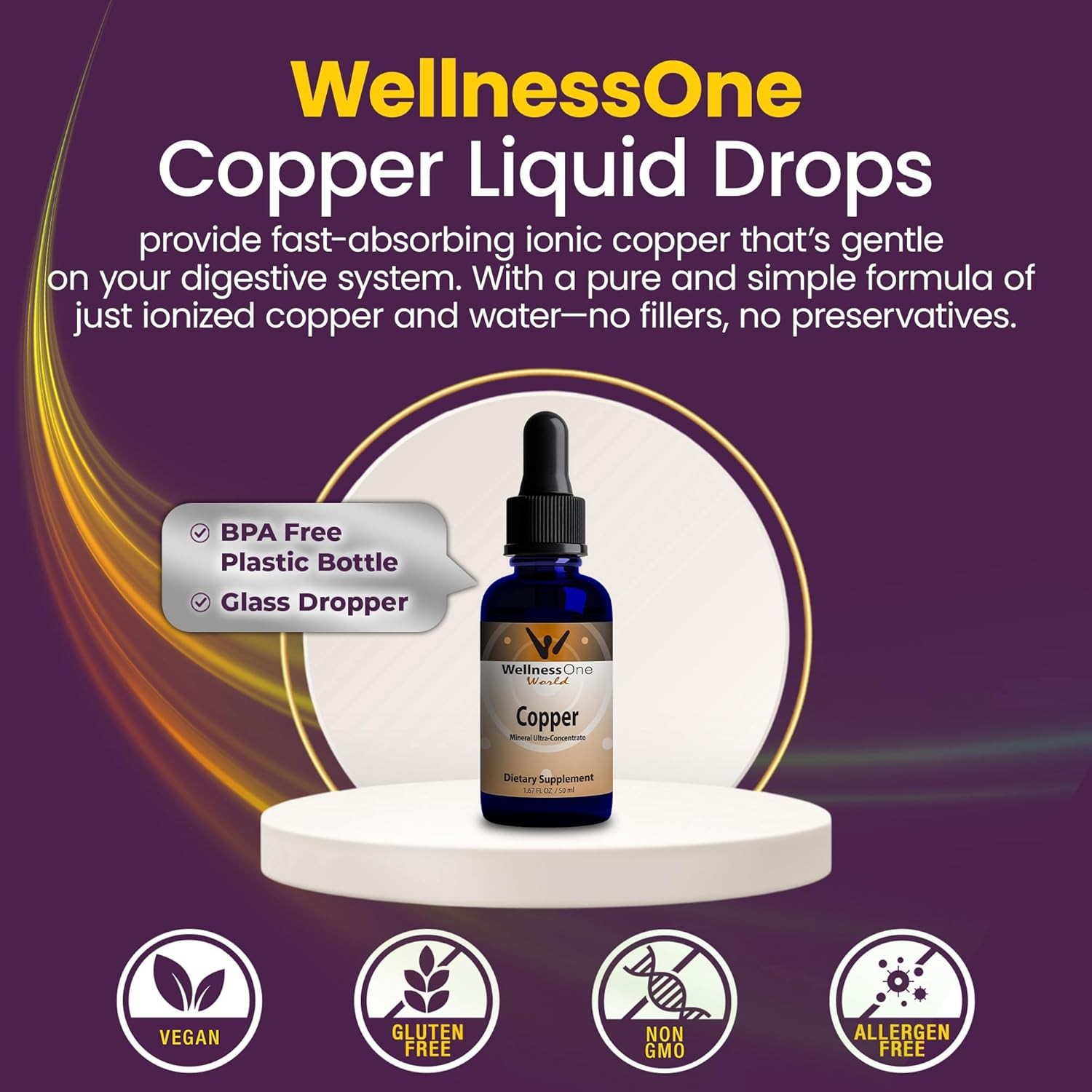 WellnessOne Liquid Copper Supplements – Bone Health & Immune Support Supplement
