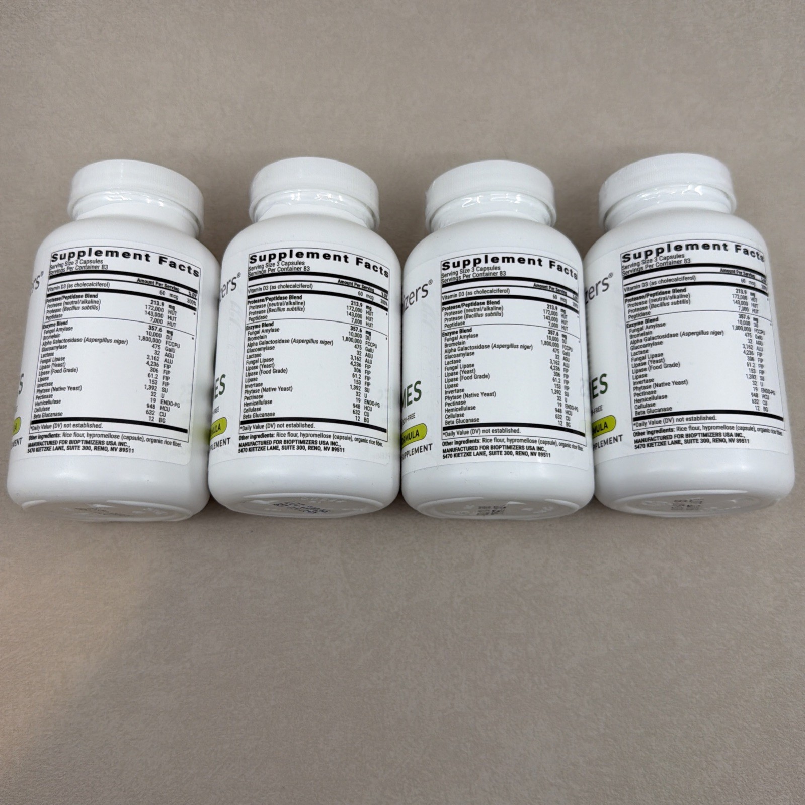4 Pack Bioptimizers Masszymes 1k Caps Advanced Proteolytic Enzyme 4.0 SEALED