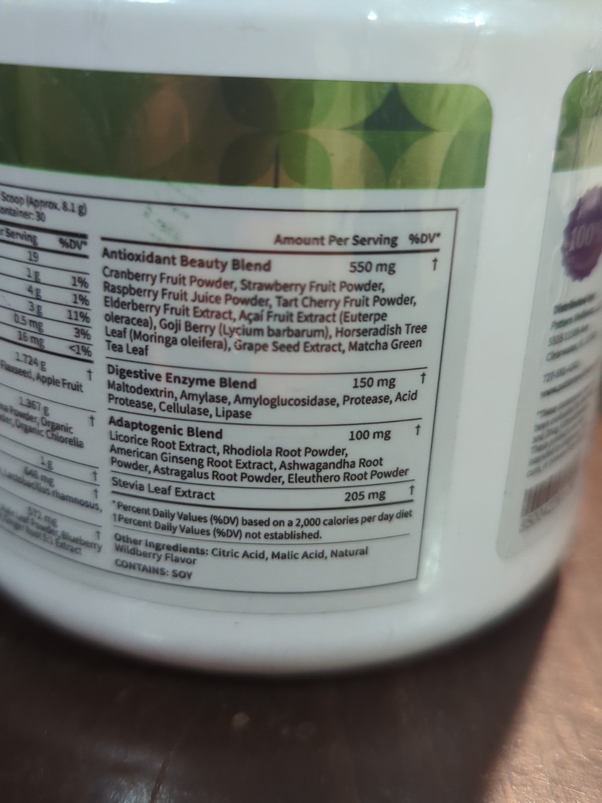 Pattern Wellness Greens Powder Superfood 30 Servings Wildberry BB 12/2025