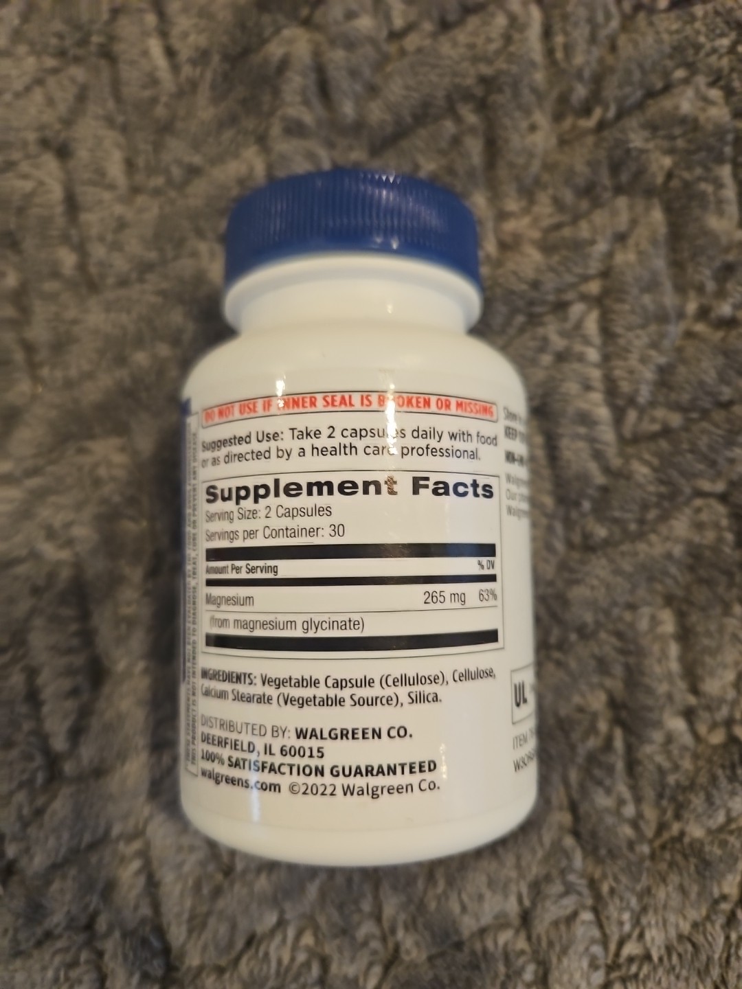 Walgreens Magnesium Glycinate Dietary Supplement 60 Capsules 06/2027 SEALED NEW