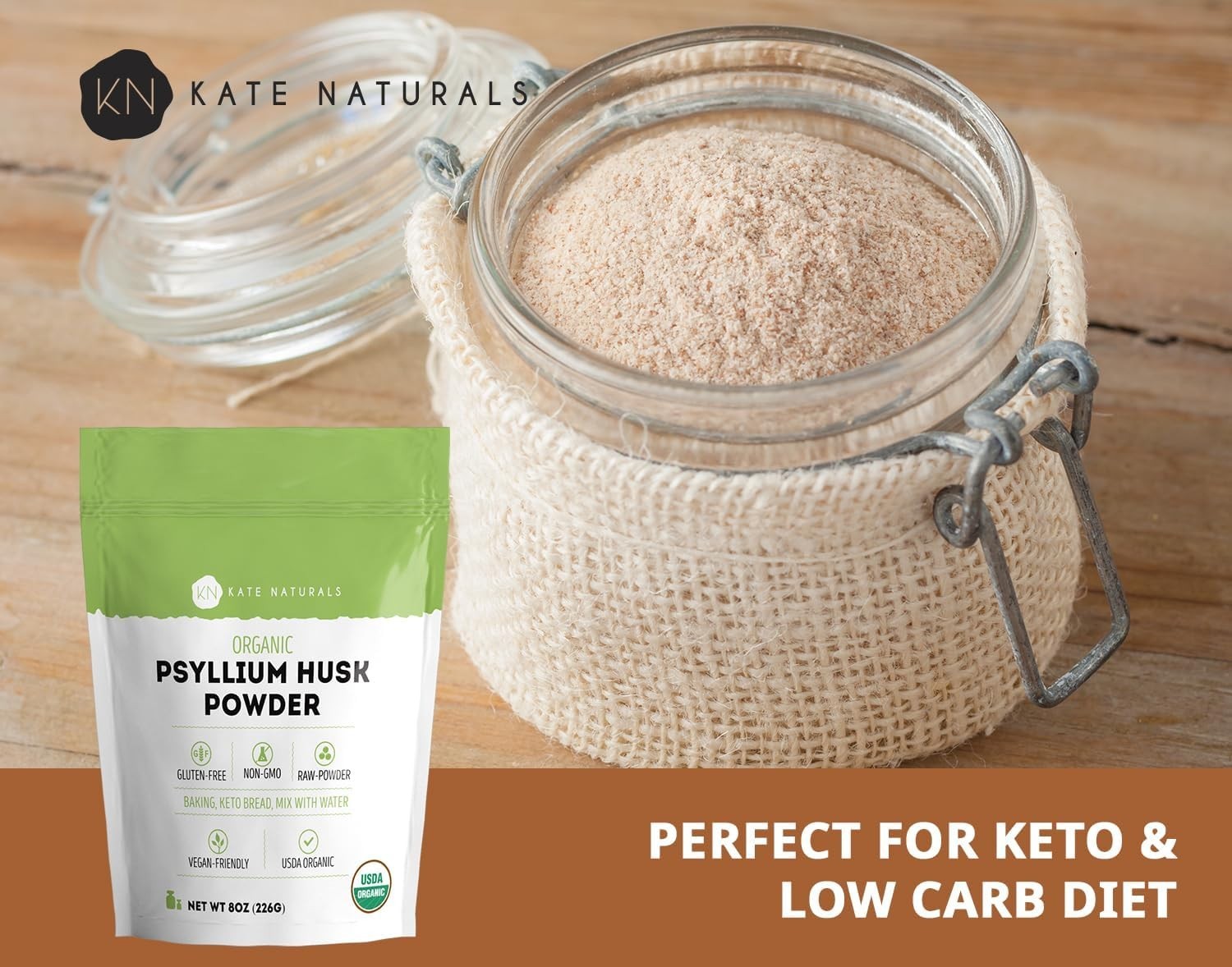 Organic Psyllium Husk Powder 8oz for Baking and Digestive Health – Gluten-Free