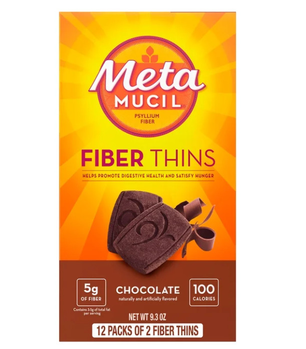 Metamucil Fiber Thins Chocolate 2 Pack 24ct Psyllium Fiber Snack