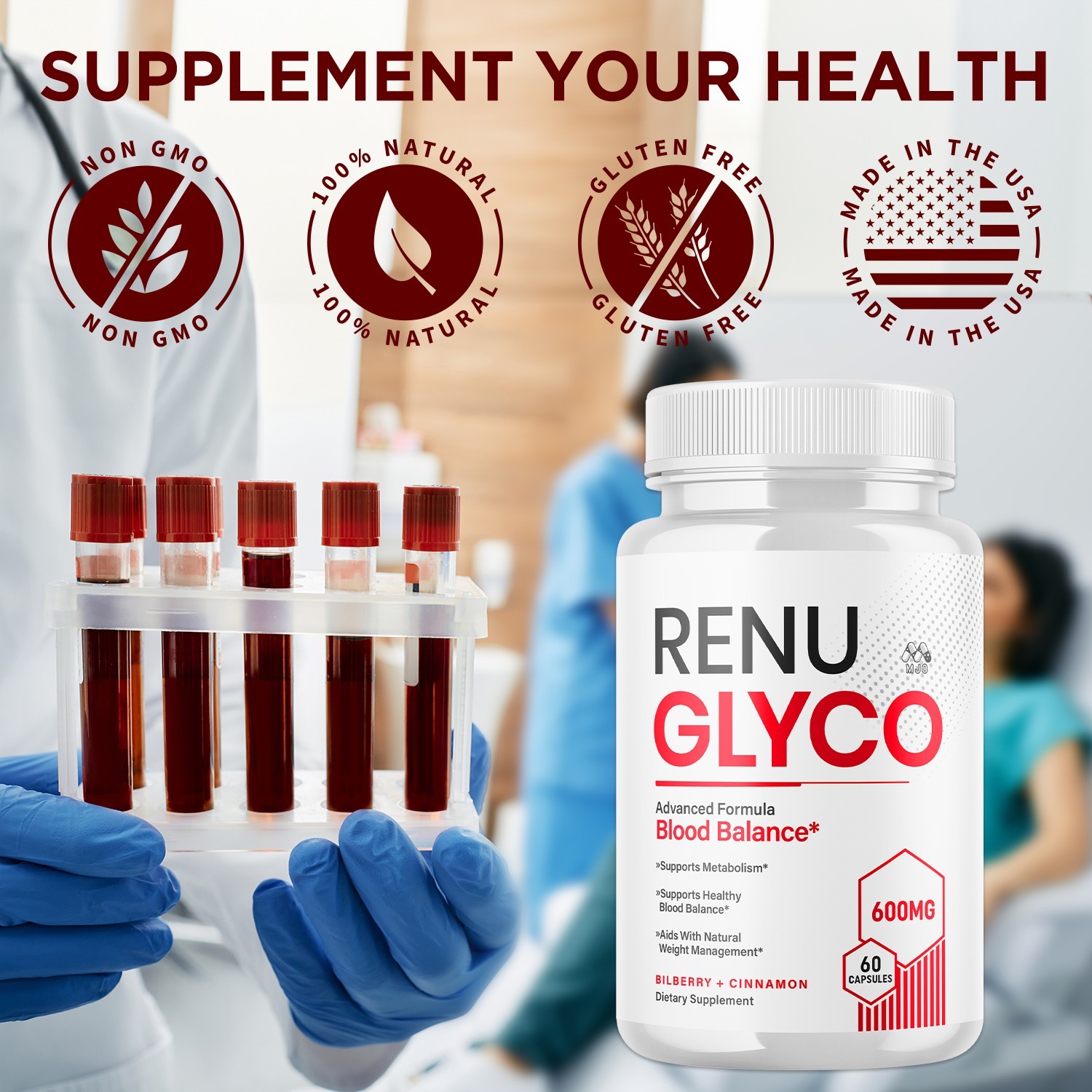 (2 Pack) Renu Glyco Advanced Support Blood Supplement RenuGlyco 120 Capsules
