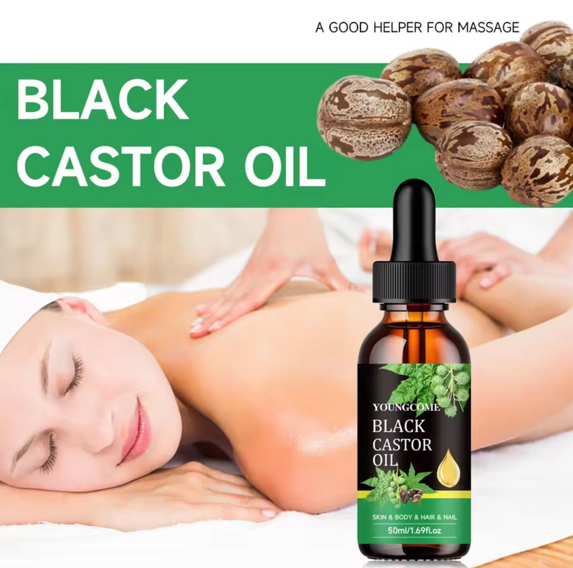 60ml Organic Black Castor Oil – Hair Growth, Strengthens Hairline, Skin & Body.