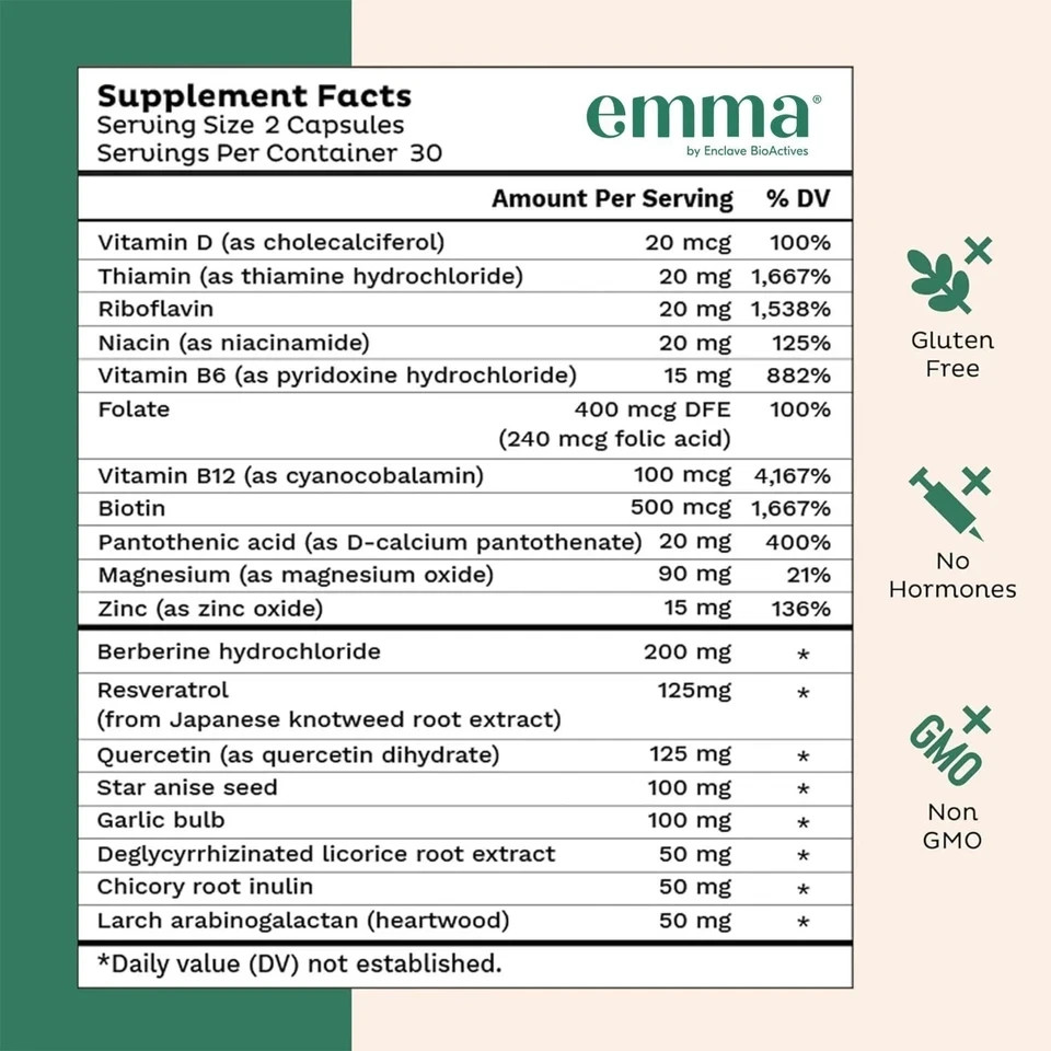 3 Pack Emma Gut Health Supplement 180 Capsules for Bloating Relief & Leaky Gut
