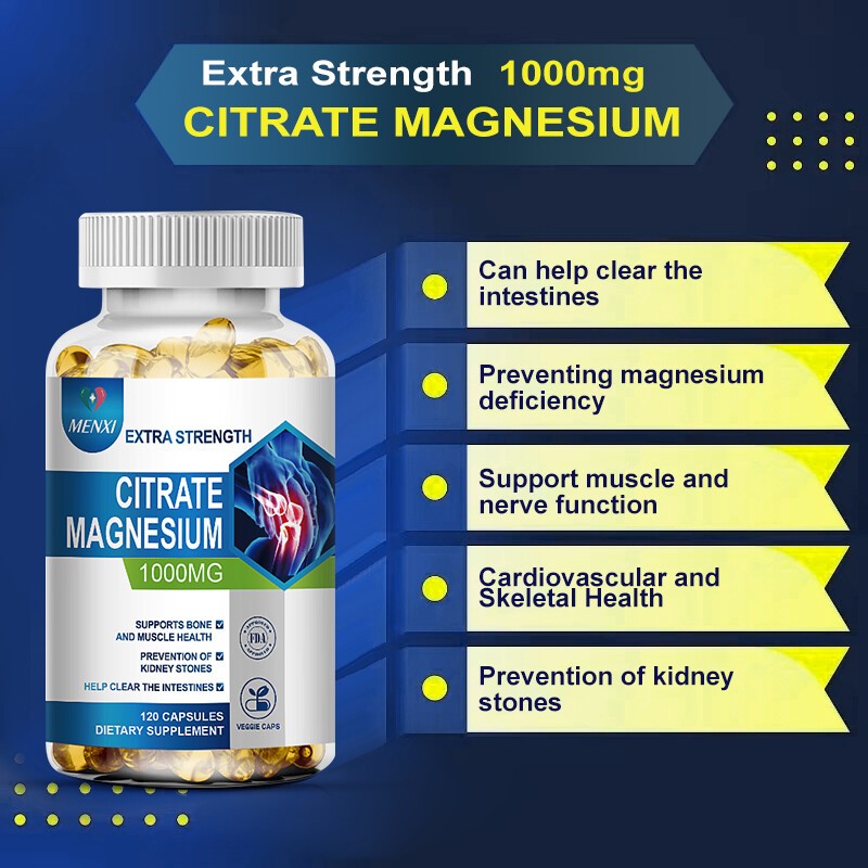 Magnesium Citrate Capsules 1000mg Per Serving – Highest Potency Capsules 120Caps