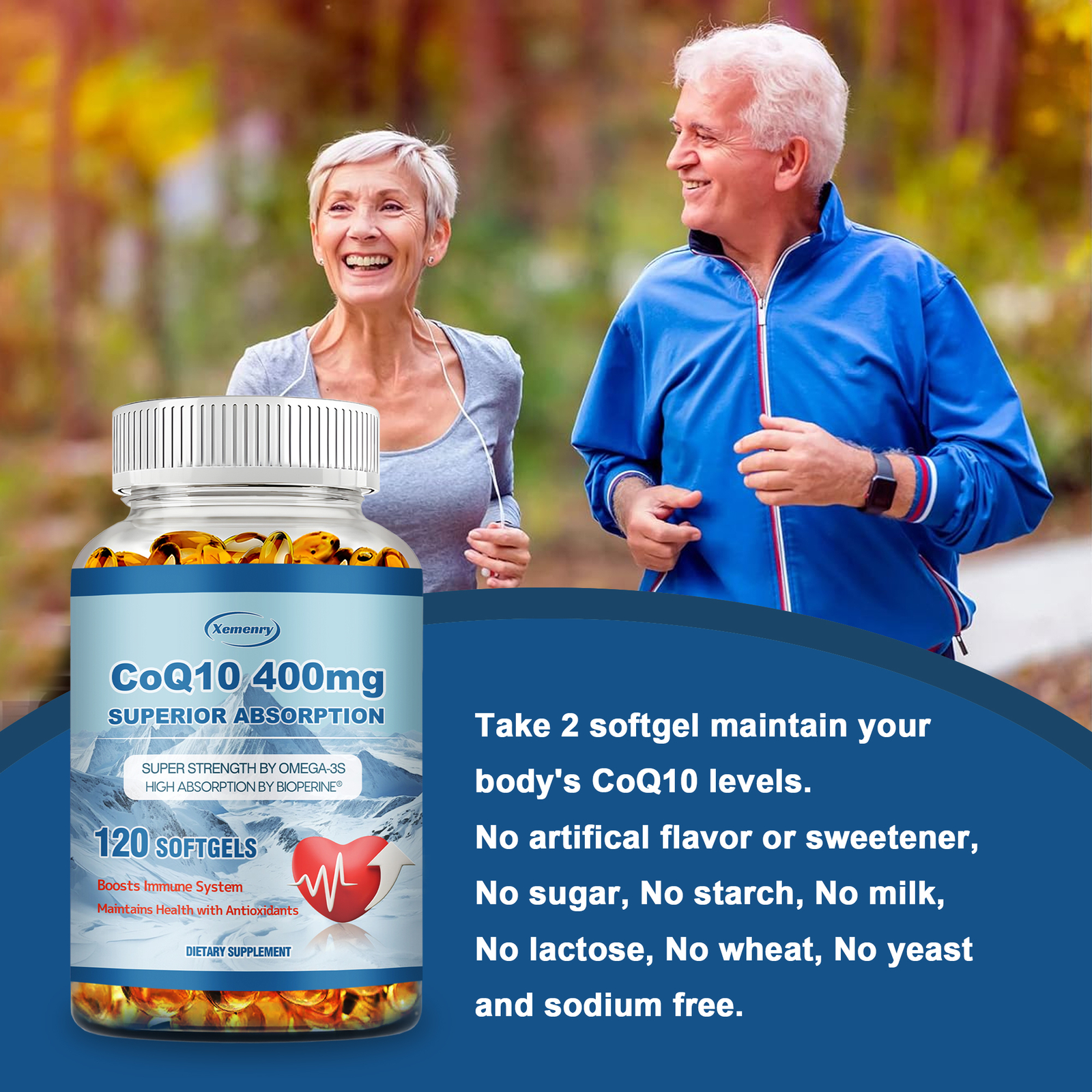 CoQ10 400mg – Ubiquinone High Absorption Coenzyme,Heart Health High Absorption