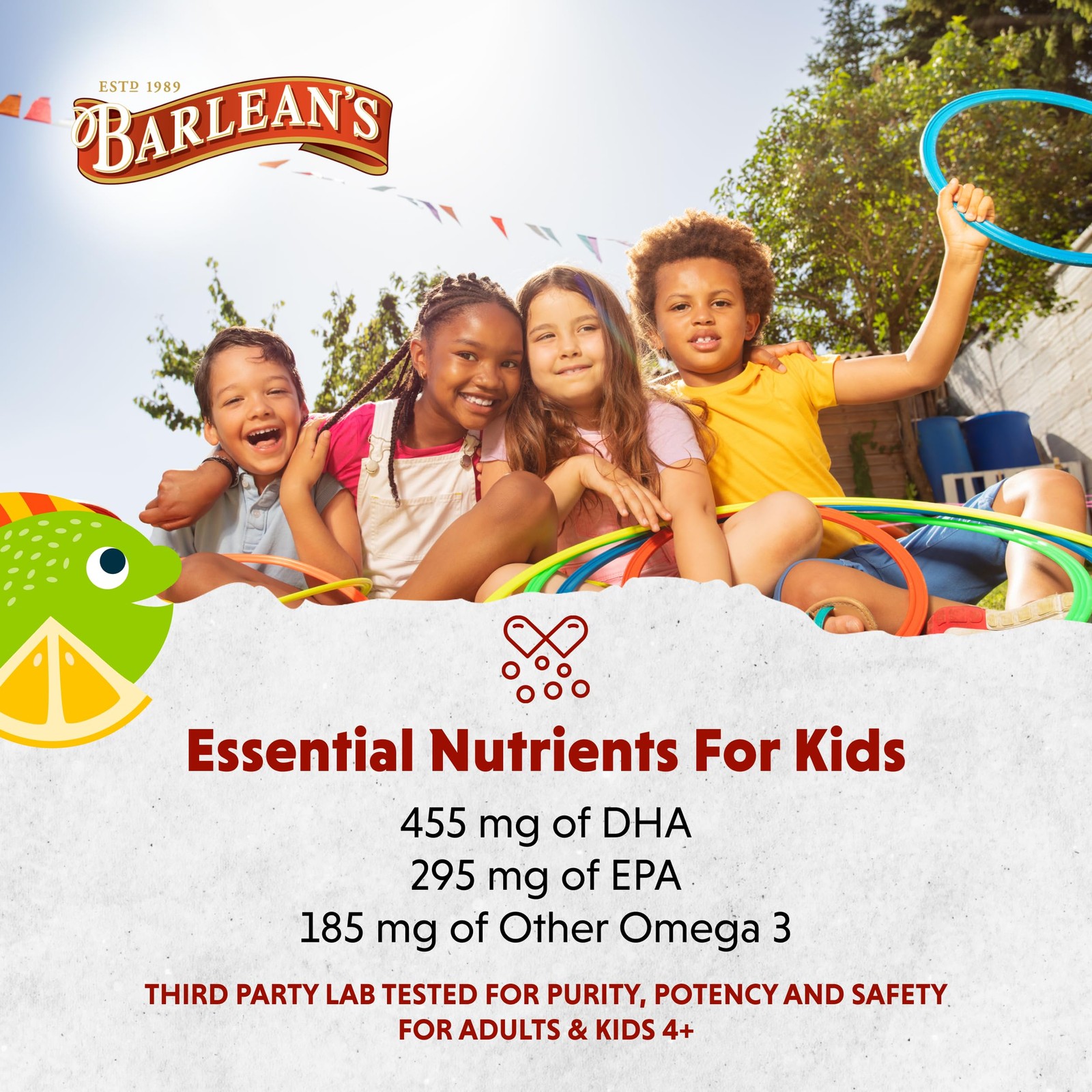 Barlean’s Omega Pals Lipsmackin’ Citrus Flavored Omega3 for Kids, Yummy Child…