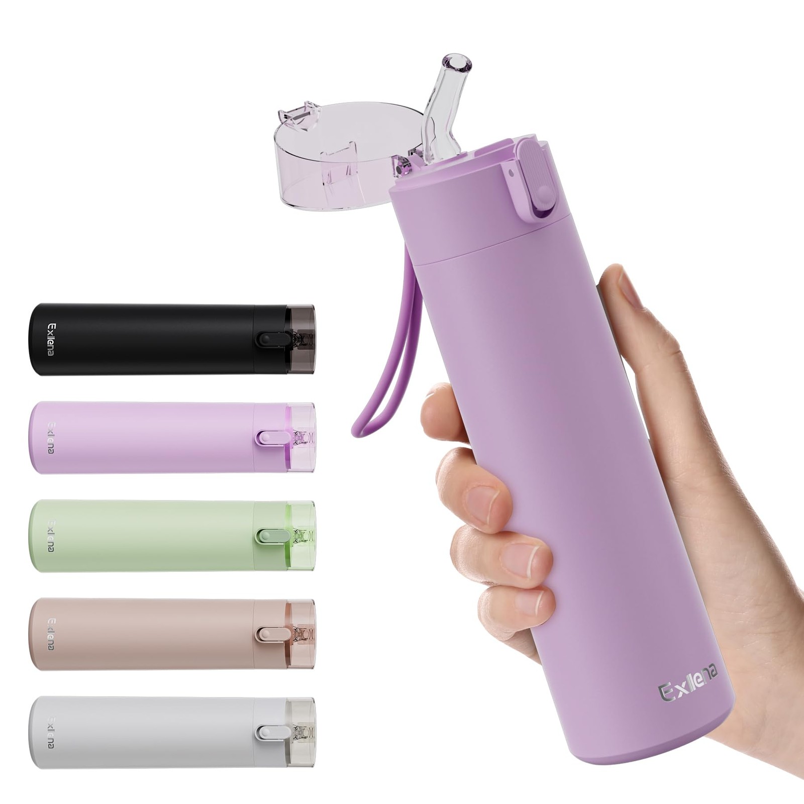9oz Small Water Bottles with Straw, Mini Bottle 9.1 Ounces, Lilac