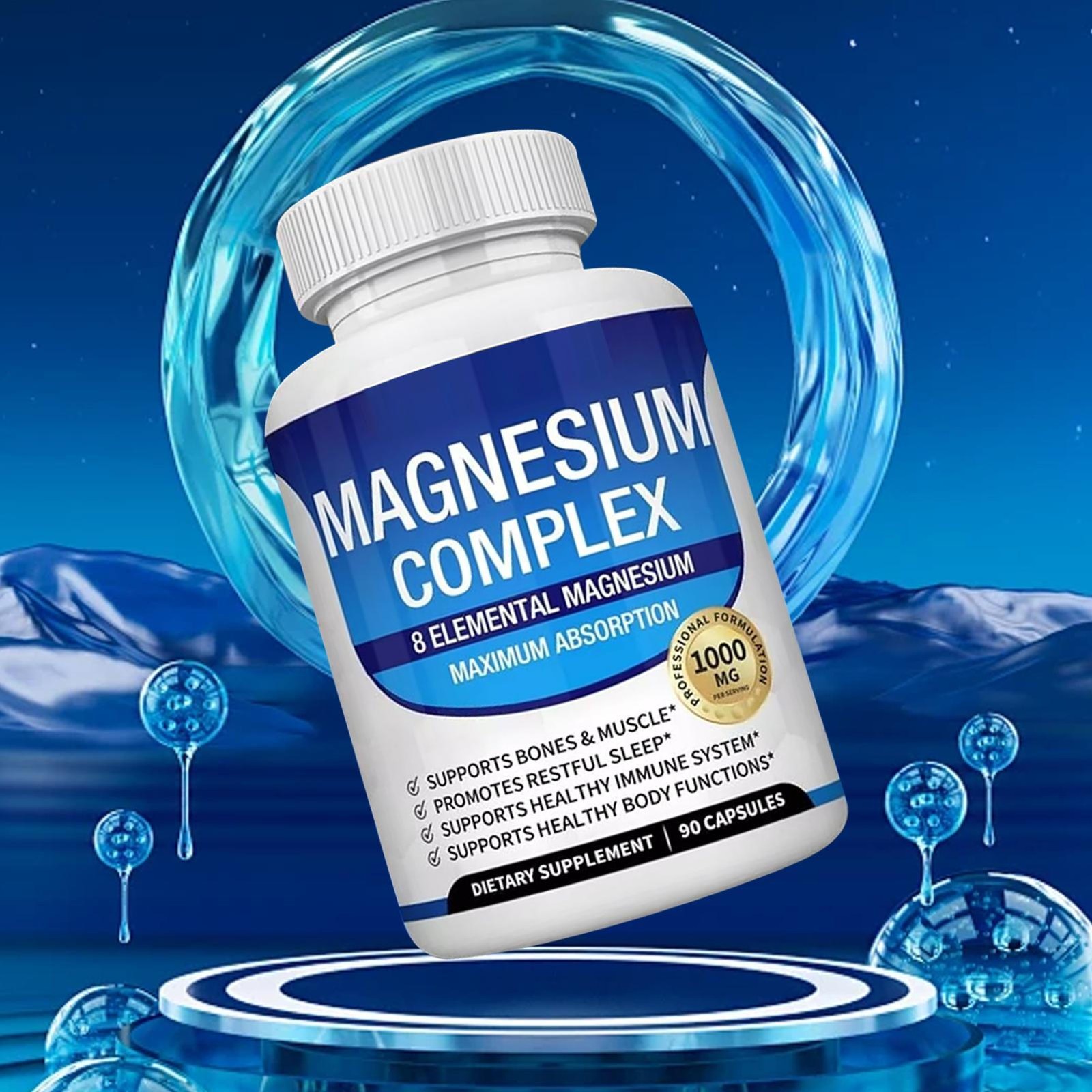 Enhanced Magnesium Glycinate Complex 1000mg – 90 Capsules 8 elements magnesium