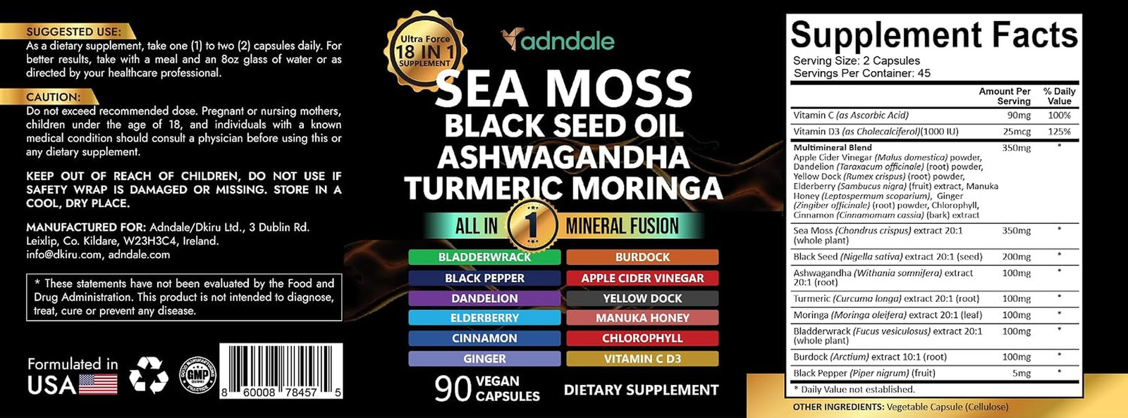 Sea Moss Capsules – Sea Moss Blend with Ashwagandha, Turmeric & Black Seed Oil –