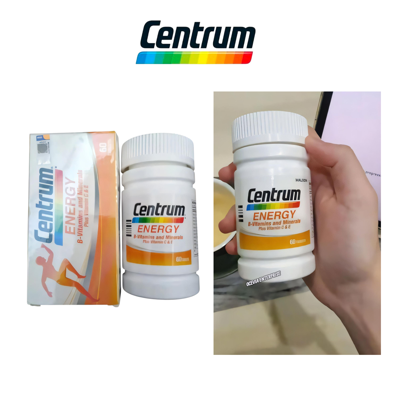 1X60’s New Centrum Energy B-Vitamins & Minerals + Vitamin C & E Daily Supplement