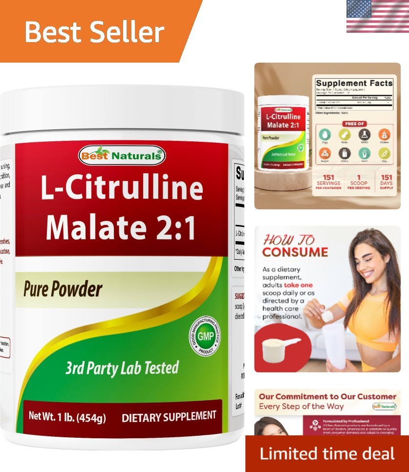 Versatile 2:1 L-Citrulline Malate Powder 1 lb – Perfect for Pre-Workout Mixing