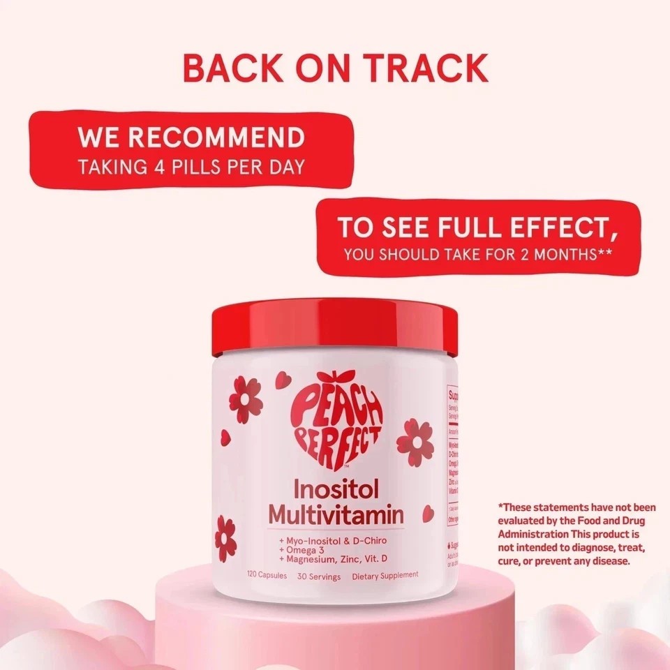 Peach Perfect Inositol Multivitamin Myo & D-Chiro 40:1 Blend with Omega-3