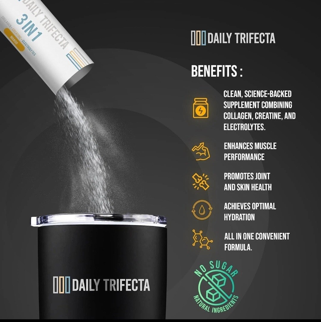 Daily Trifecta 3 In 1 Collagen Creatine Electrolytes 30 Stick Packs Unflavored
