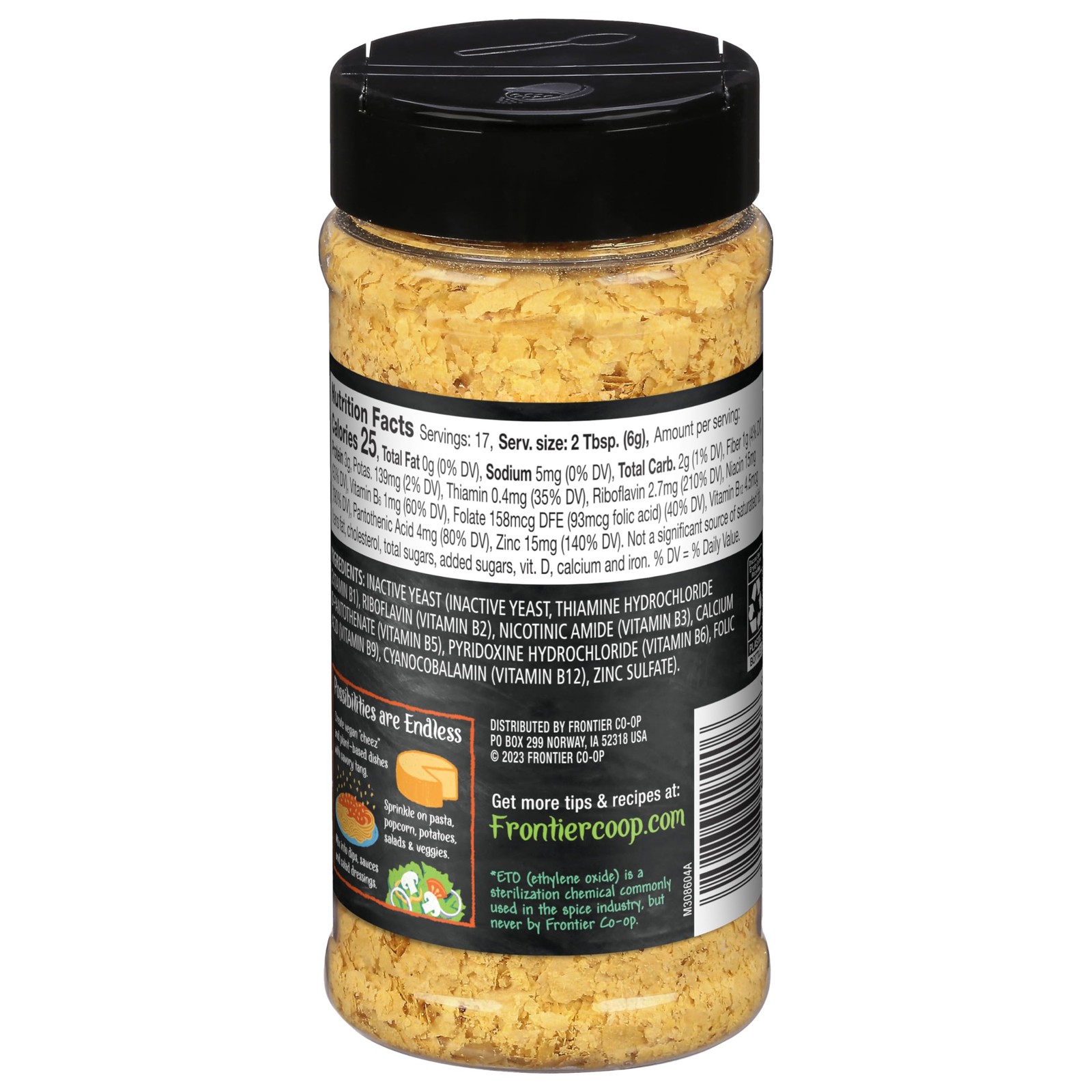 Frontier Herb Premium Nutritional Yeast 3.6 Oz Vegan B Vitamins Boost