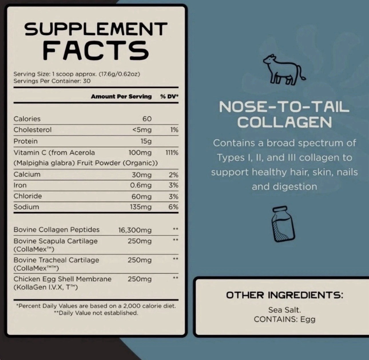 Lineage Provisions 100% Grass Fed Collagen Powder UNFLAVORED 30 Servings