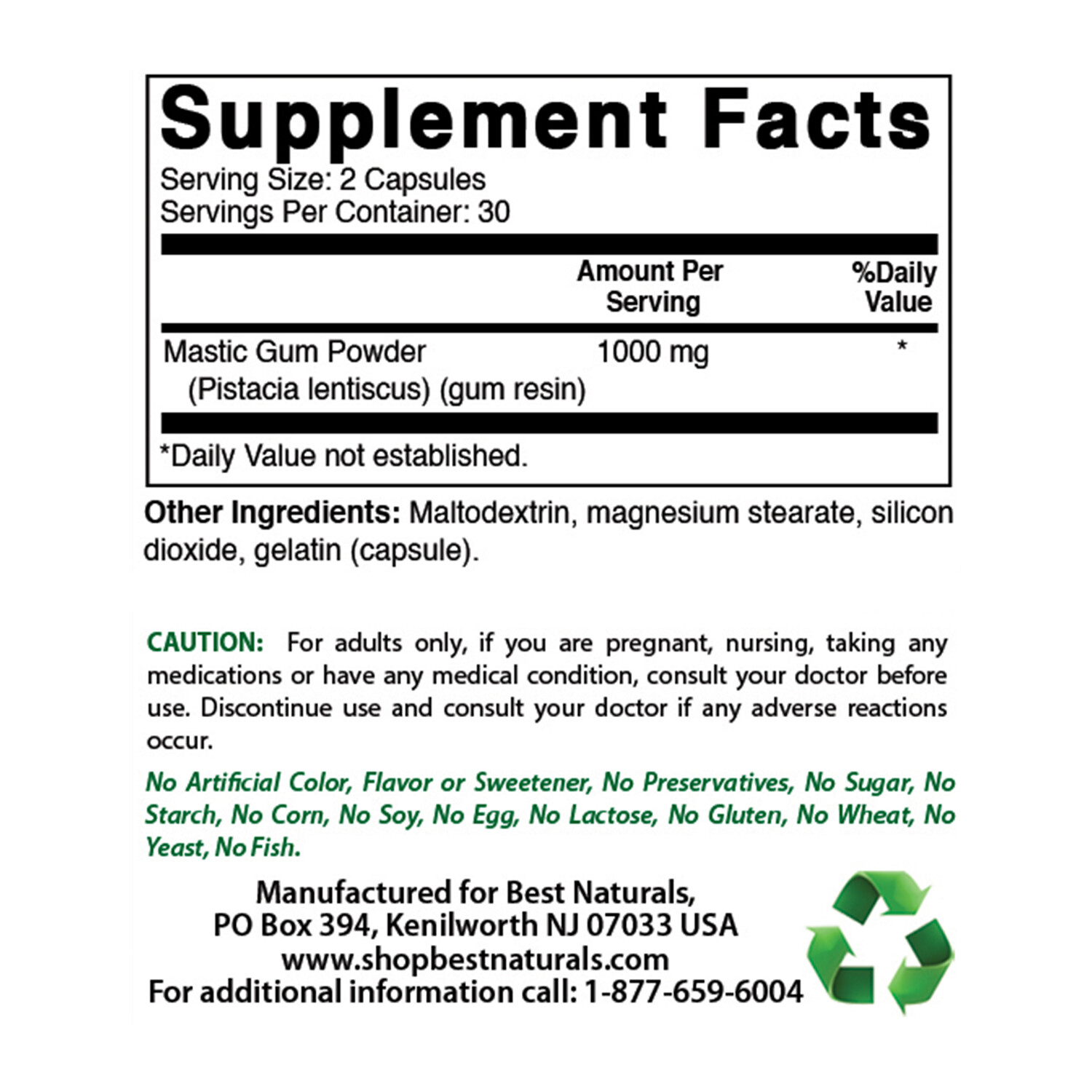 3 Pack Best Natural Mastic Gum 500 mg 60 Capsules