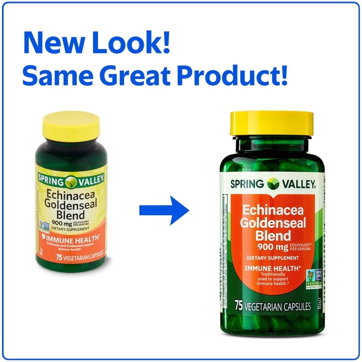 Spring Valley Echinacea Goldenseal Blend 900 mg Vegetarian Capsules 75 Count