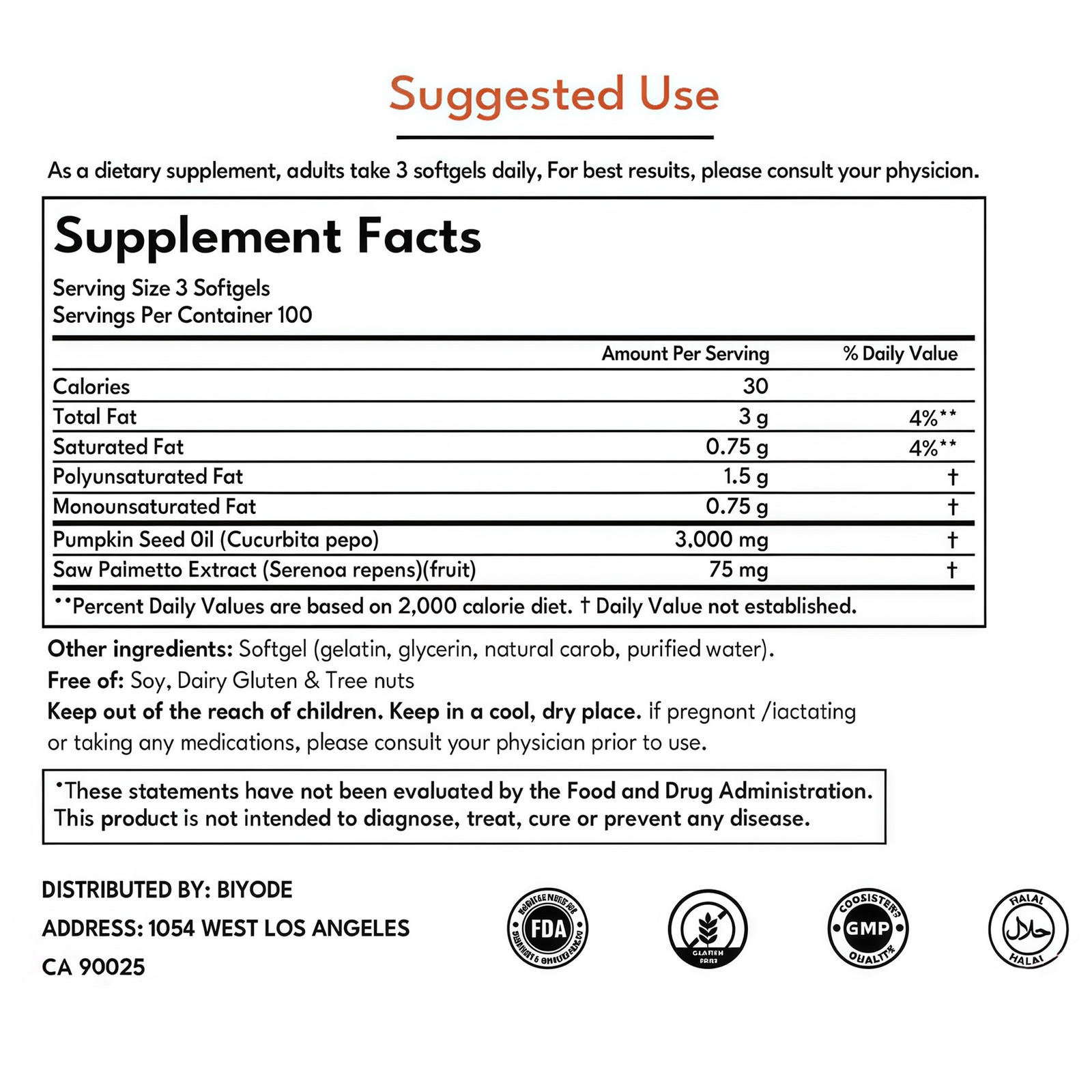 1-5X Pumpkin Seed Oil featuring Saw Palmetto Herbal Softgels – 3000 mg 300 Su…
