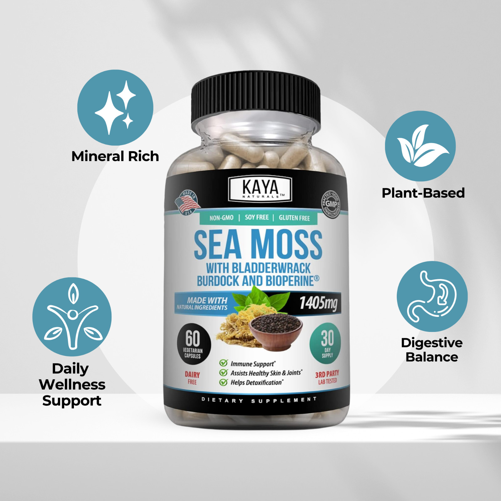 Organic Irish Sea Moss, Burdock Root, Bladderwrack Powder, Immune & Thyroid Care