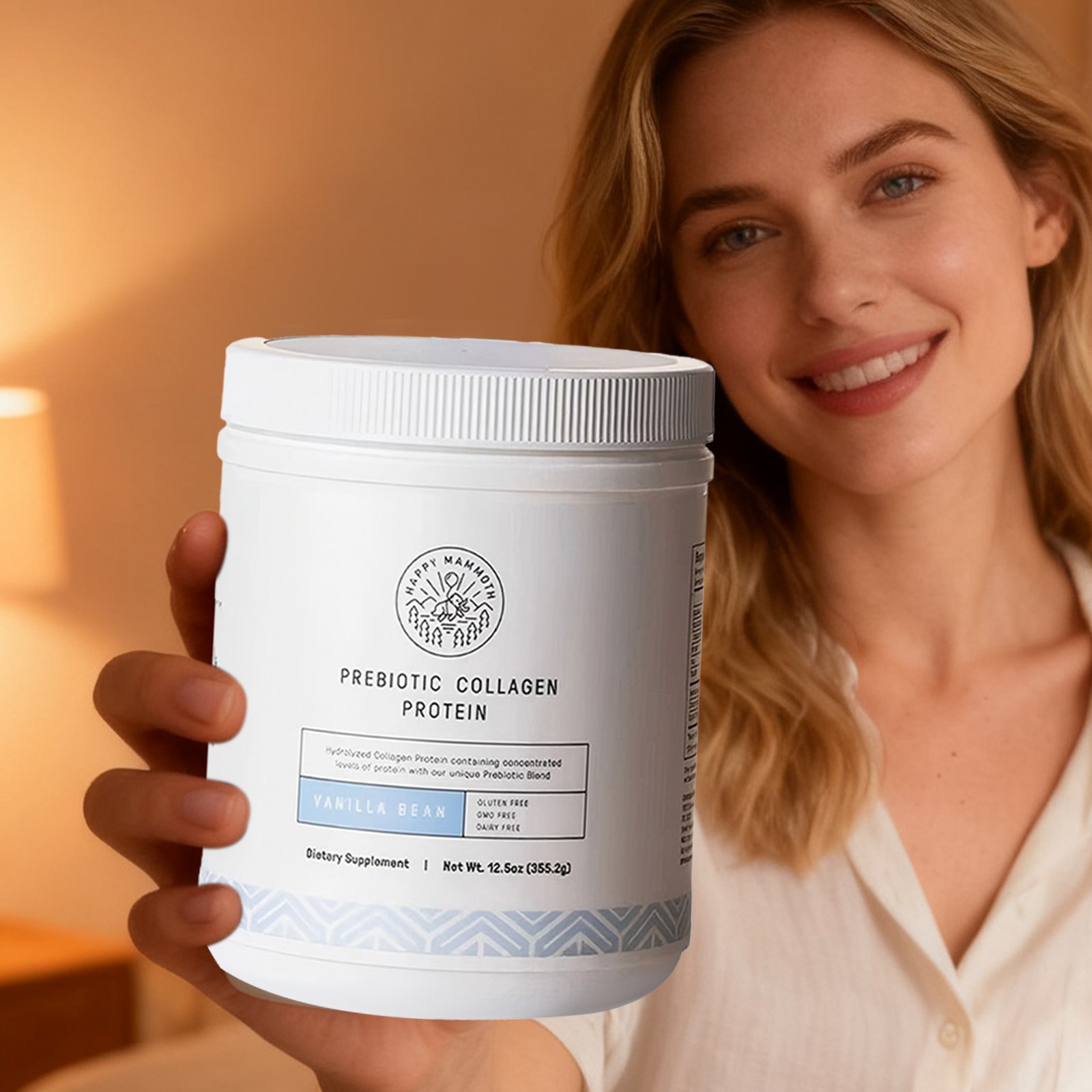 Mammoth Happy Prebiotic Collagen Protein Vanilla Bean 360g FREE Shipping