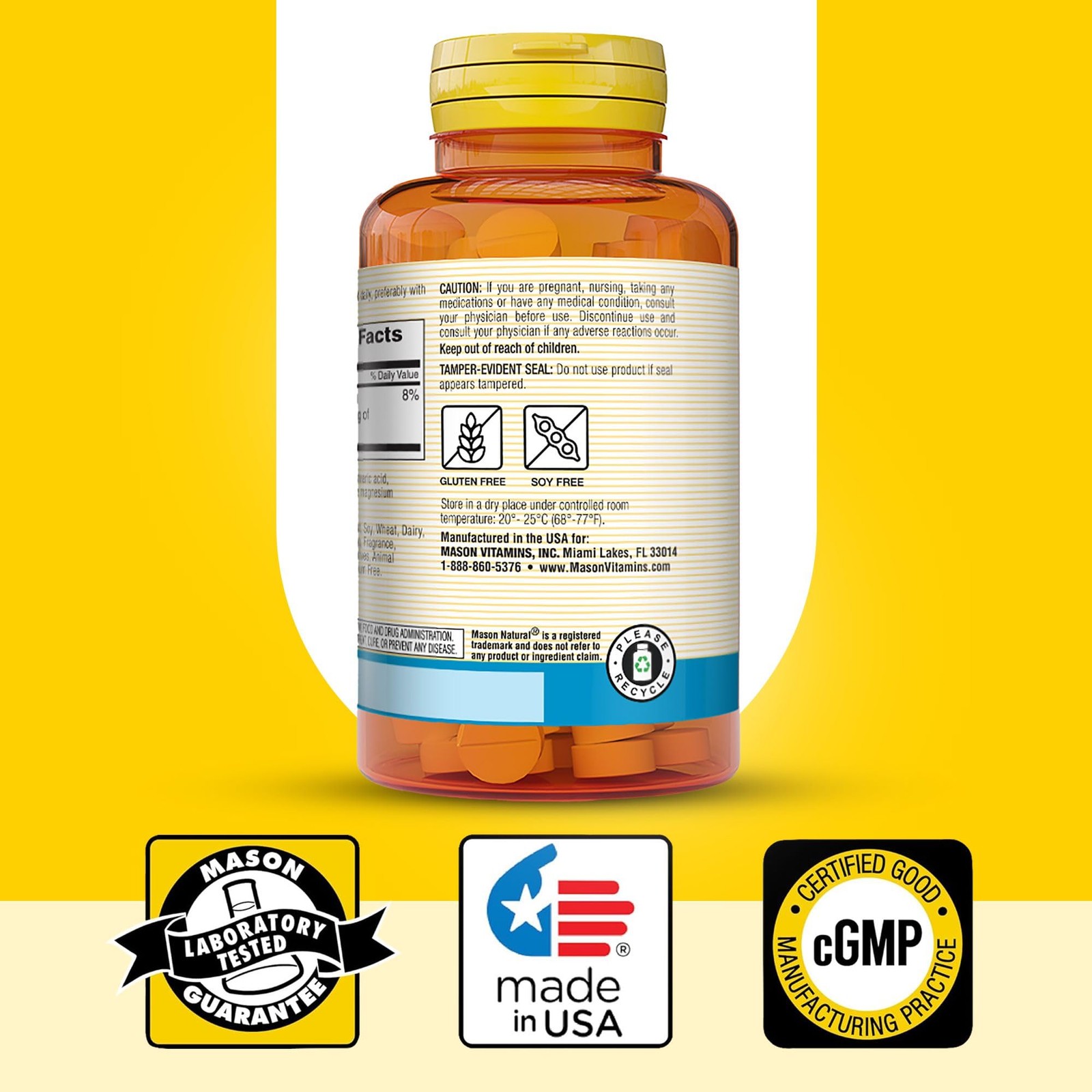Mason Natural Magnesium Supplement 100 Count Easy to Swallow Daily Support