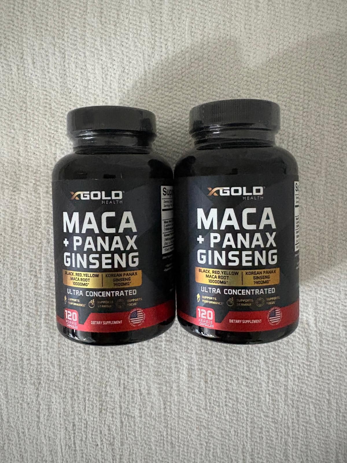 2 UNITS GOLD HEALTH MACA PANAX GINSENG-ULTRA CONCENTRADED-120 CAPSULES.