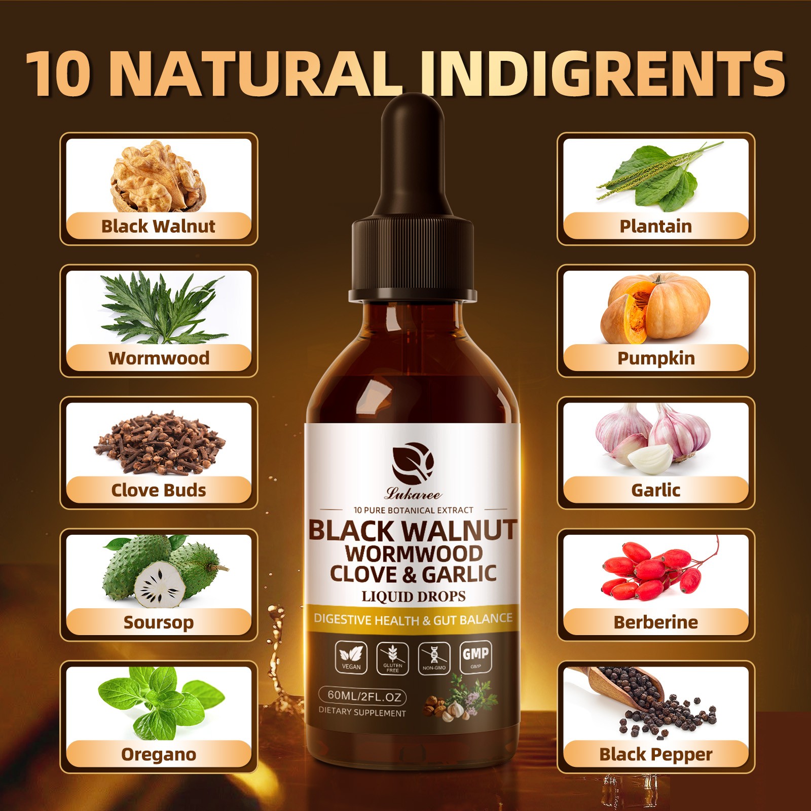 60ML Black Walnut Wormwood Tincture – Rapid Gut Cleanse & Digestive Health