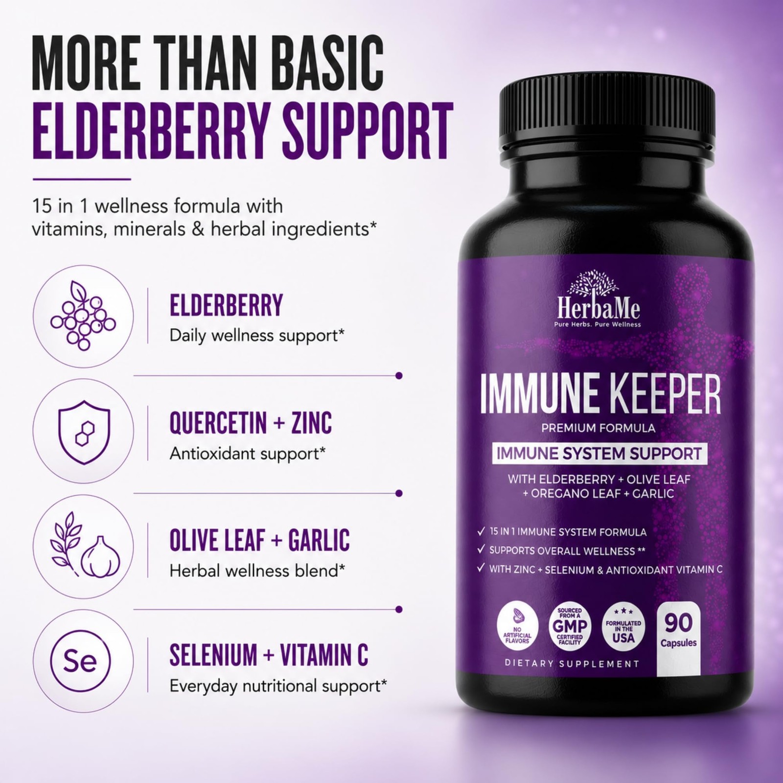 Immune Support Supplement, 15 in 1 Daily 1 Count (Pack of 90)