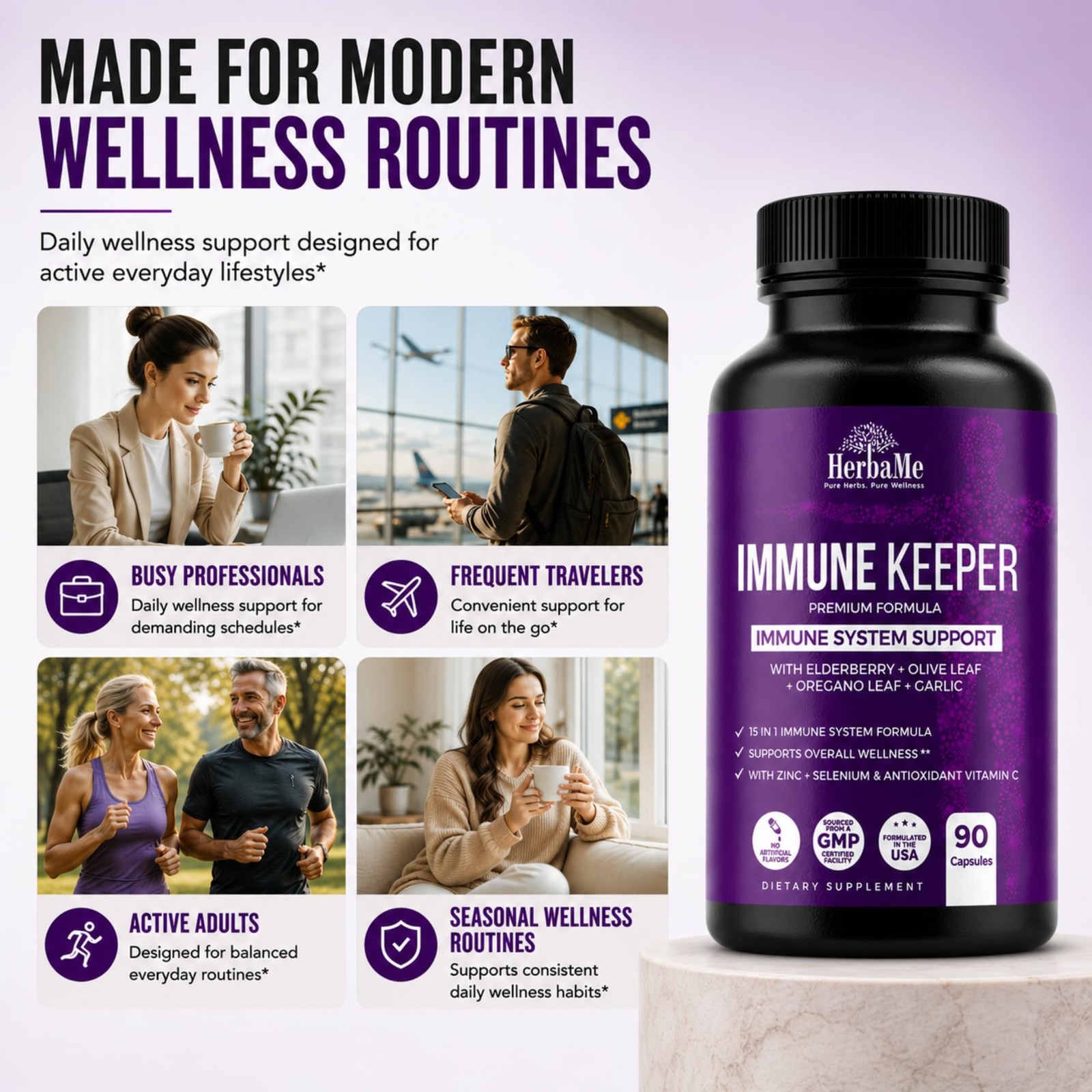 Immune Support Supplement, 15 in 1 Daily 1 Count (Pack of 90)