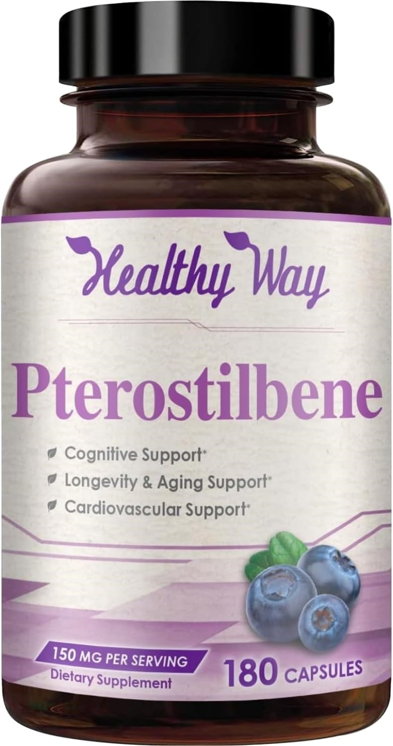 Pterostilbene 150mg Antioxidant for Heart, Brain, Skin & Immune – 180 Capsules