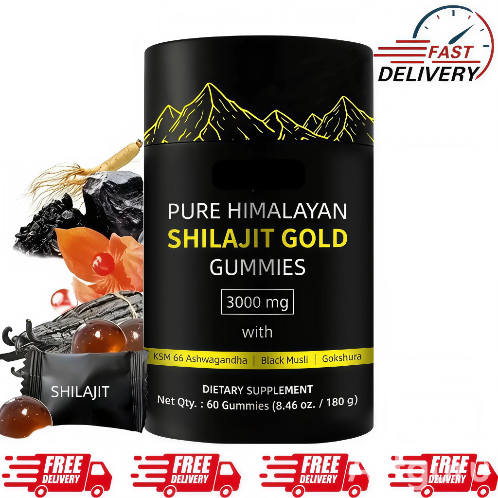 2X Natural 60 Shilajit Gold Gummies Ashwagandha and Gokshura Himalayan Gummies