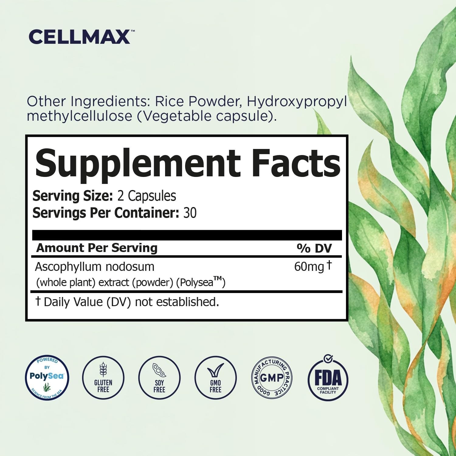 Omax3 Cellmax Healthy Aging Cellular Antioxidant Formula Polysea Seaweed