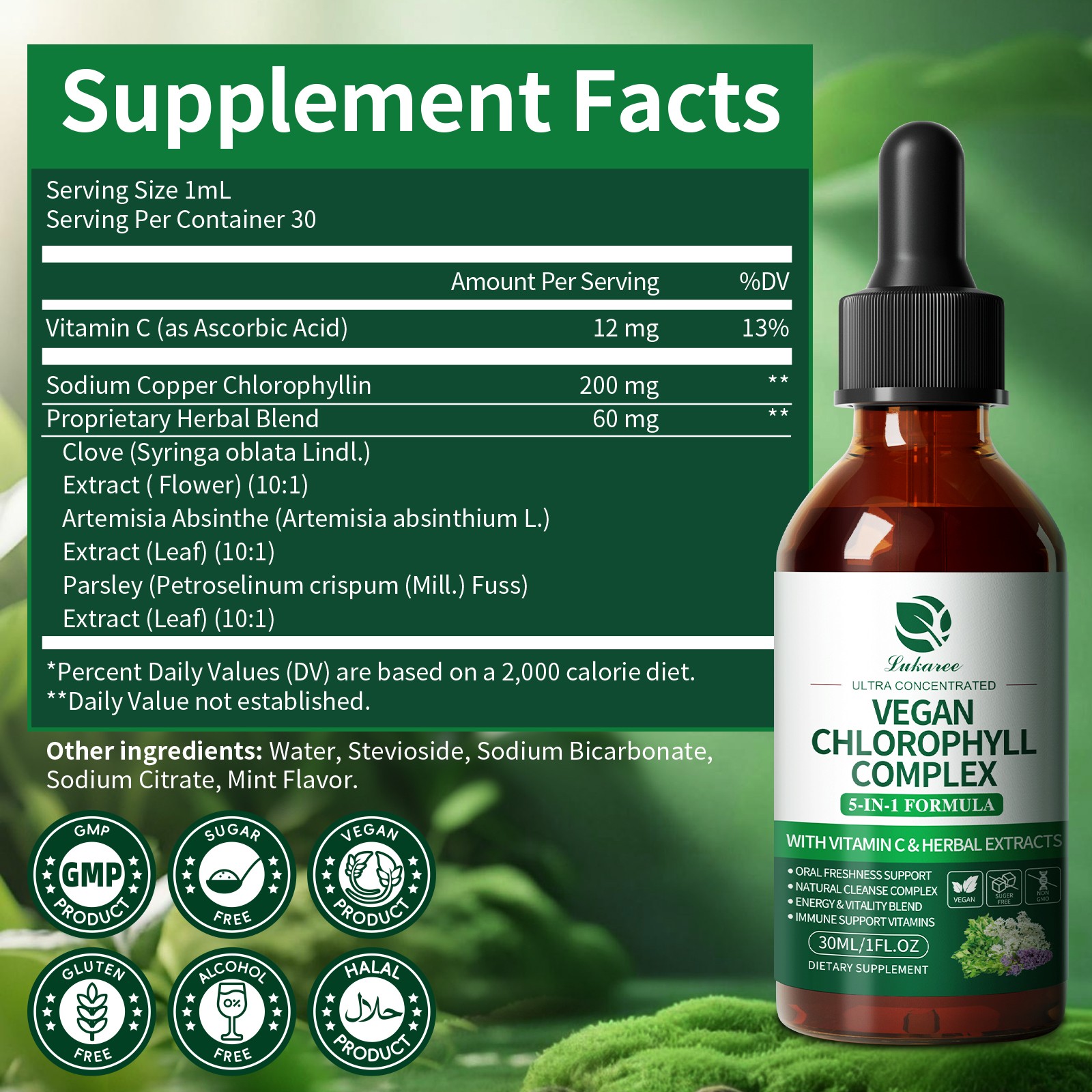 1/2/4 Packs Chlorophyll Liquid Drops Supply Liquid Chlorophyll Supplement