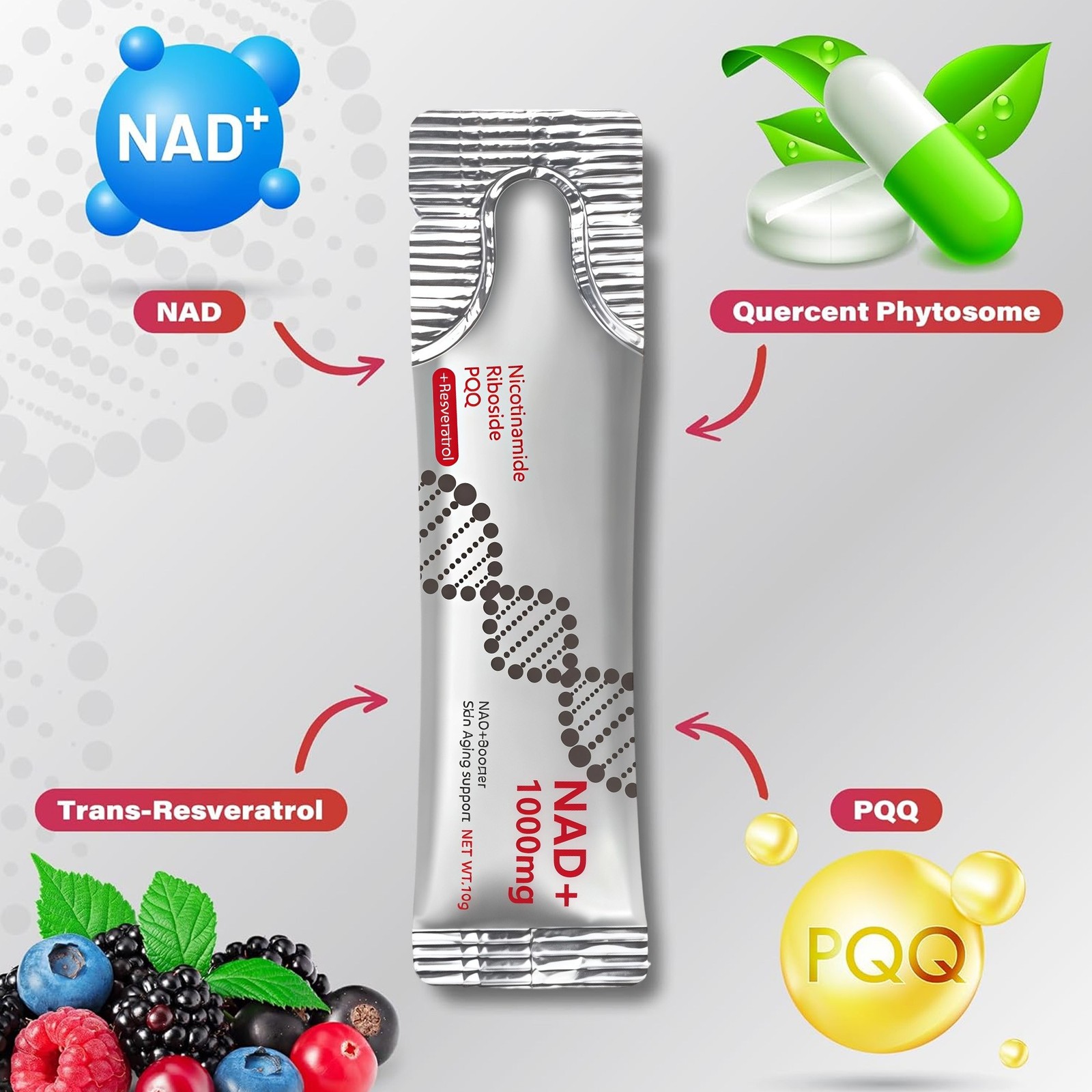 1000mg NAD+ Supplement 30pcs,Premium Nicotinamide Riboside & Resveratrol NEW